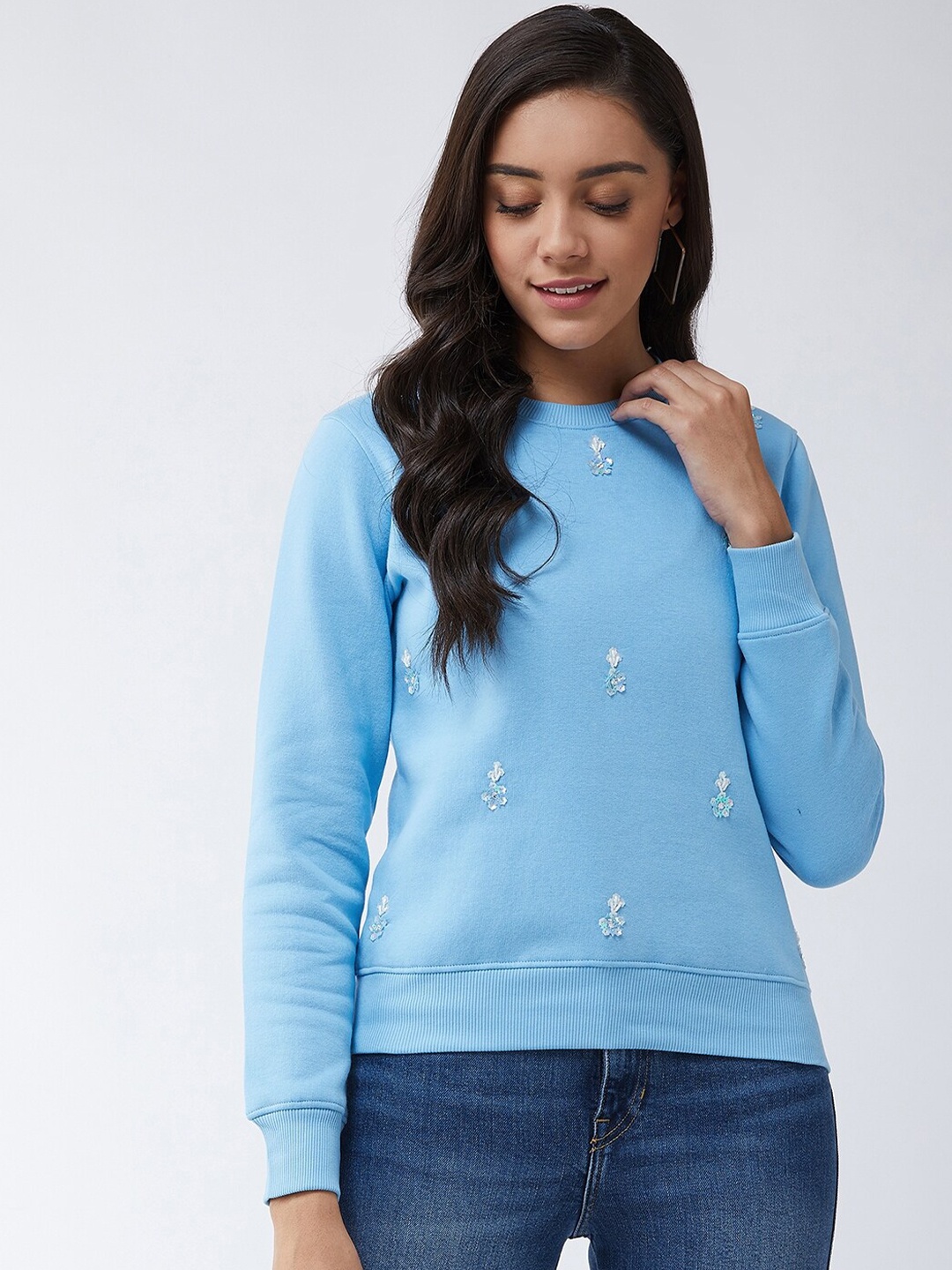 

Modeve Floral Embroidered Pullover Sweatshirt, Blue