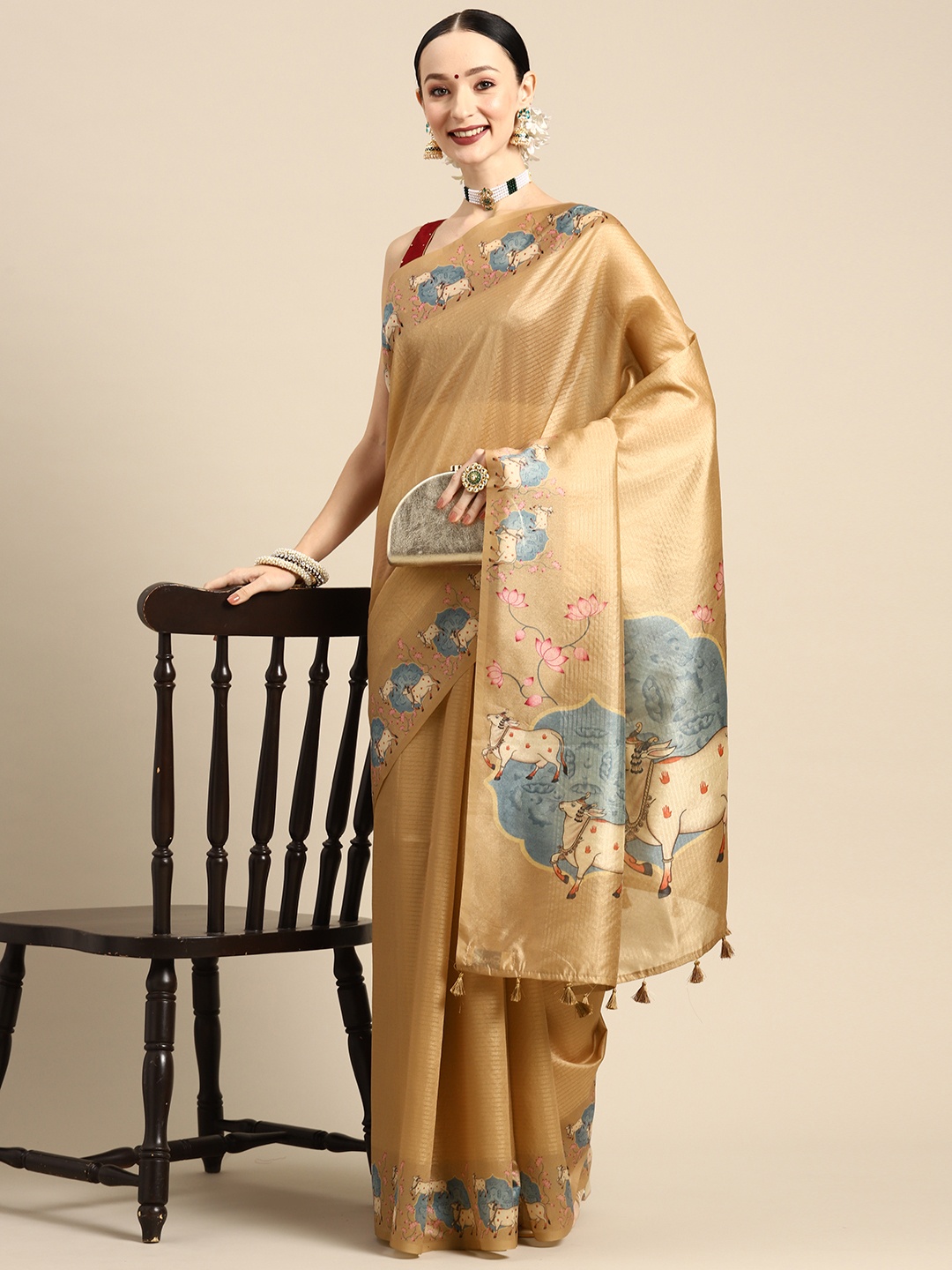 

Simaaya Woven Design Zari Saree, Gold