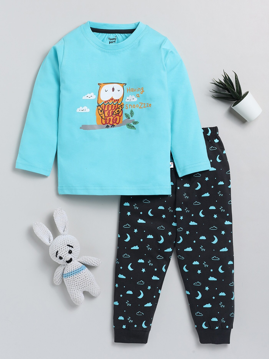 

Toonyport Infant Girls Graphic Printed Pure Cotton Sweatshirt and Joggers, Blue