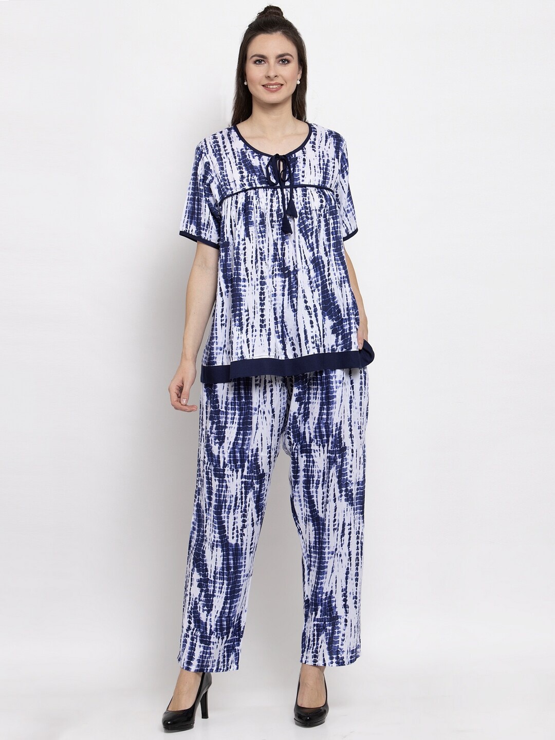 

PATRORNA Shibori Printed Top With Trousers, Blue