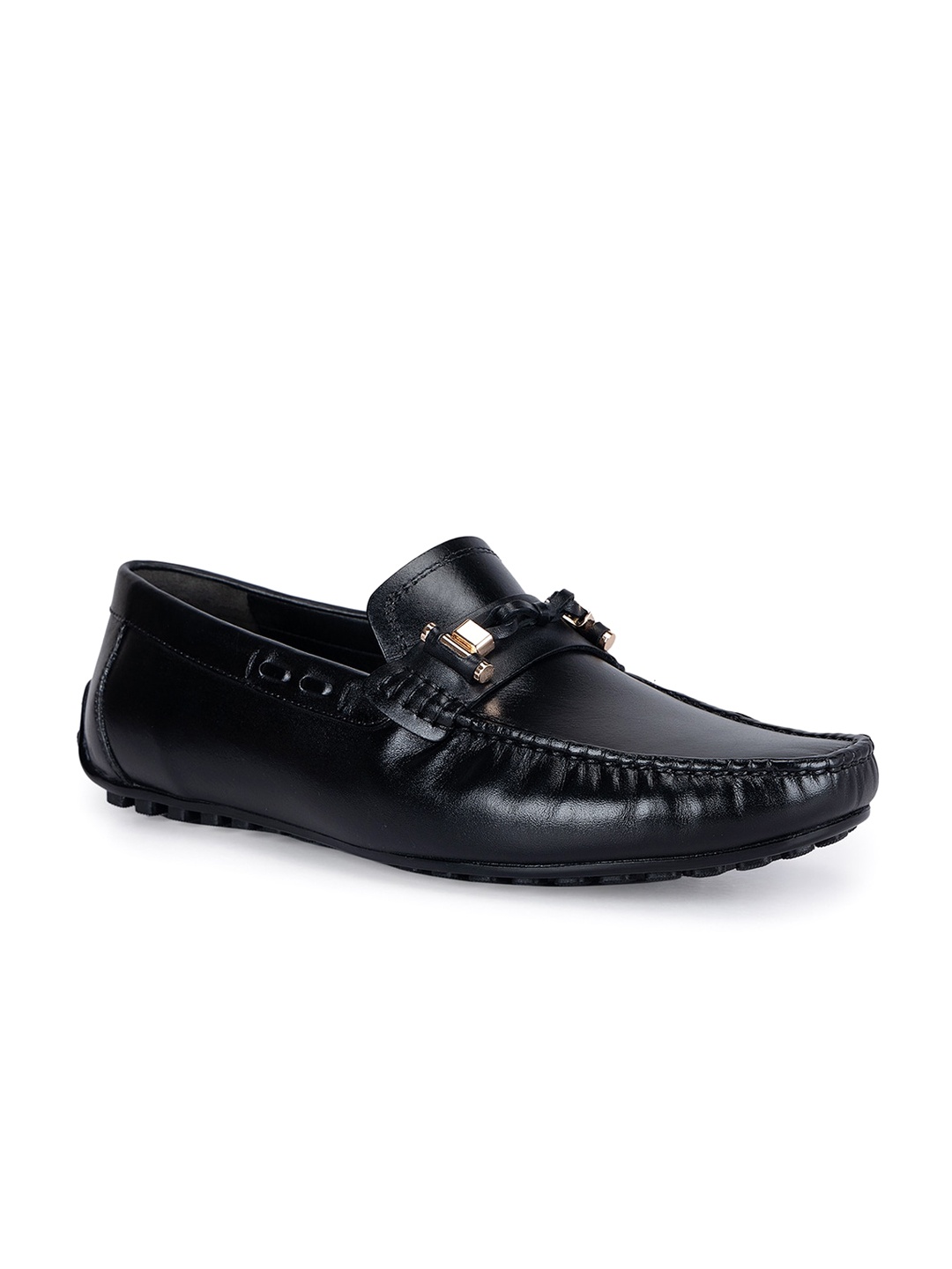 

ROSSO BRUNELLO Men Leather Formal Horsebit Loafers, Black