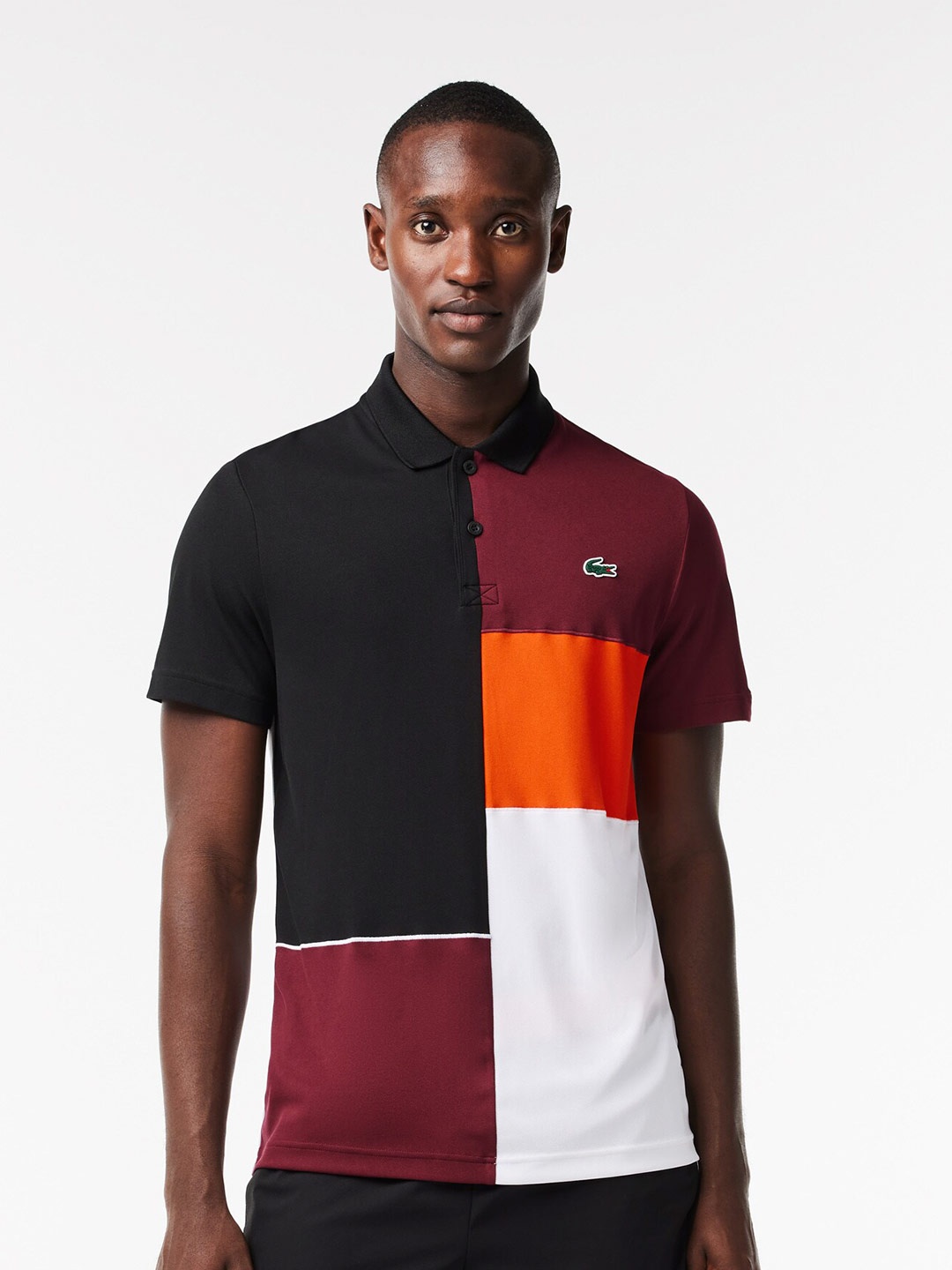 

Lacoste Colourblocked Recycled Fiber Tennis Ultra-Dry Polo T-shirt, Black