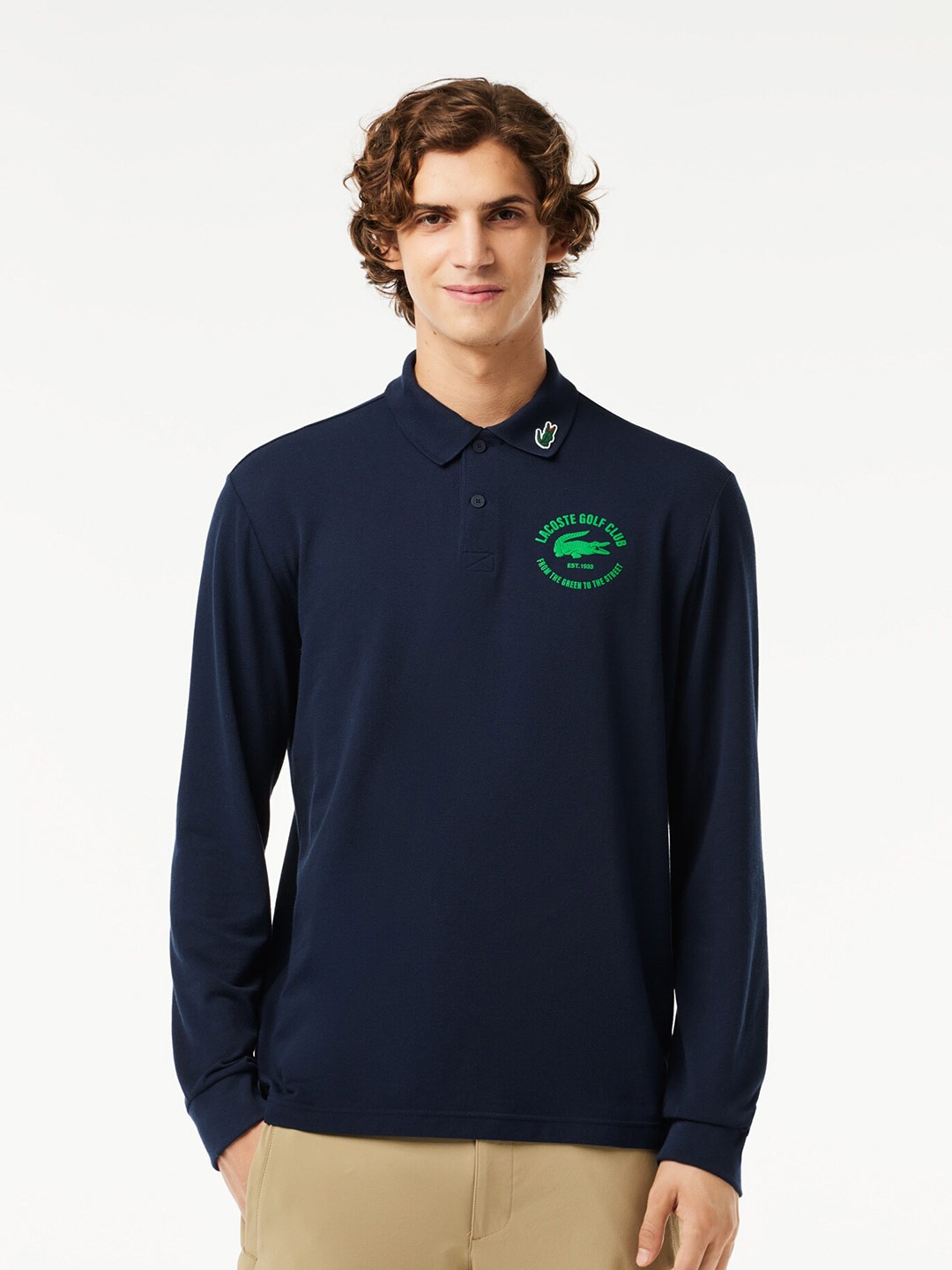 

Lacoste Long Sleeved Golf Anti-UV Polo Collar T-shirt, Navy blue