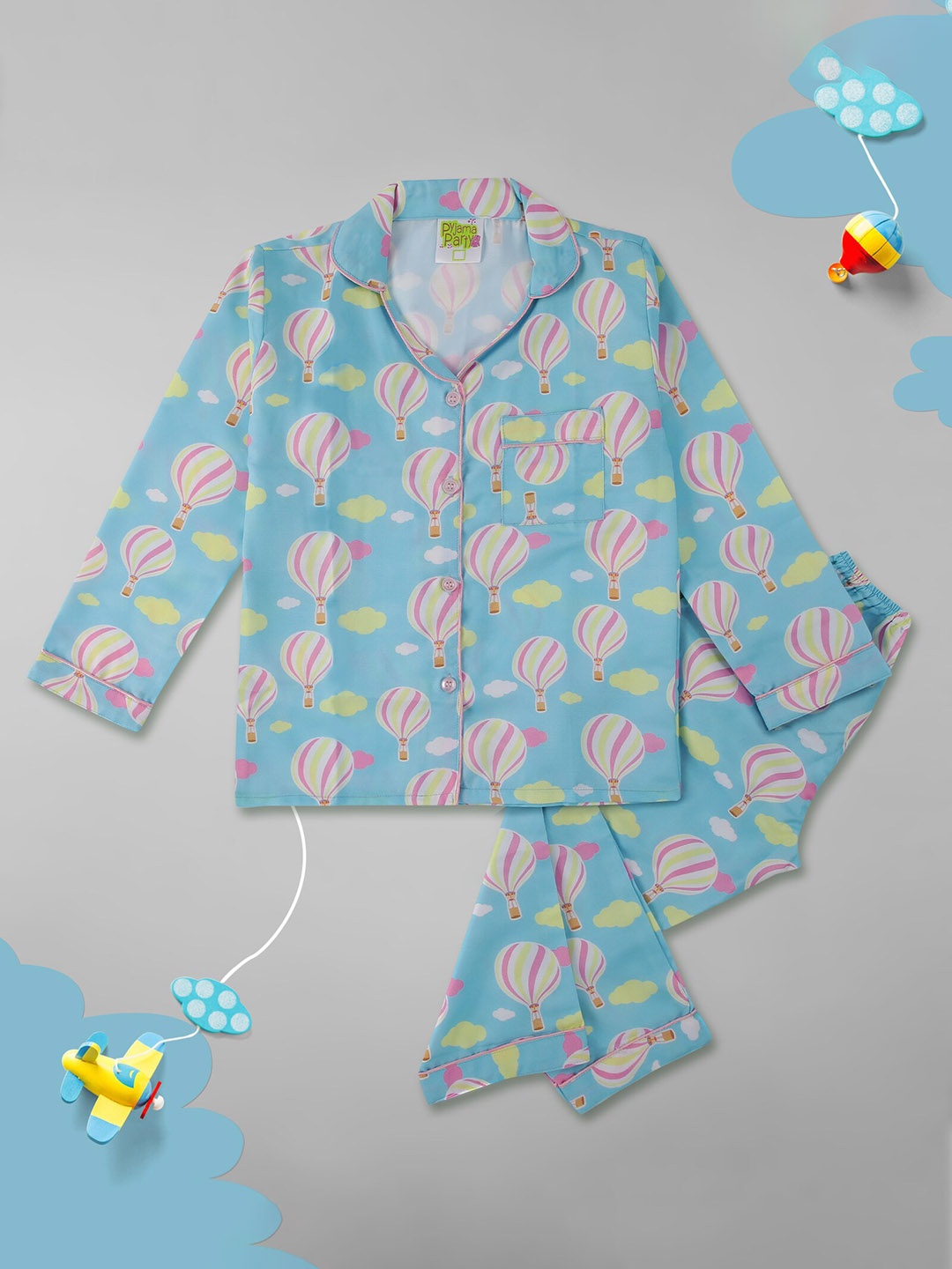 

Pyjama Party Kids Conversational Printed Shirt With Pyjamas, Blue