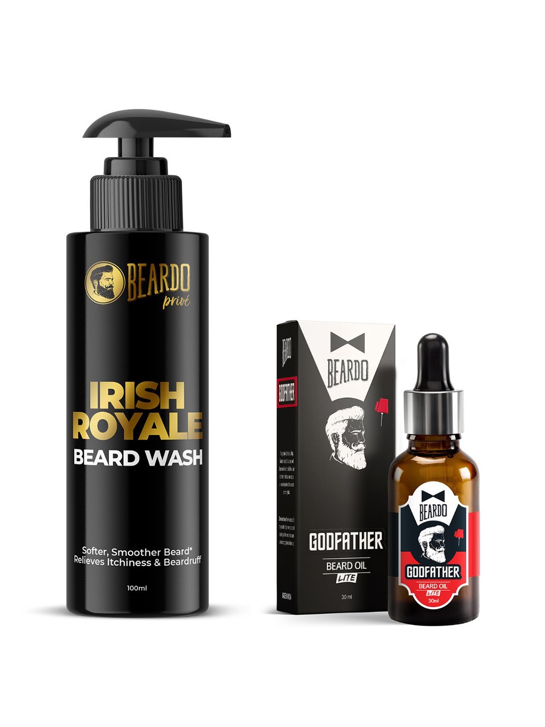 

BEARDO Men Set of Irish Royale Beard Wash 100ml & Godfather Beard Hair Oil 30ml, Black