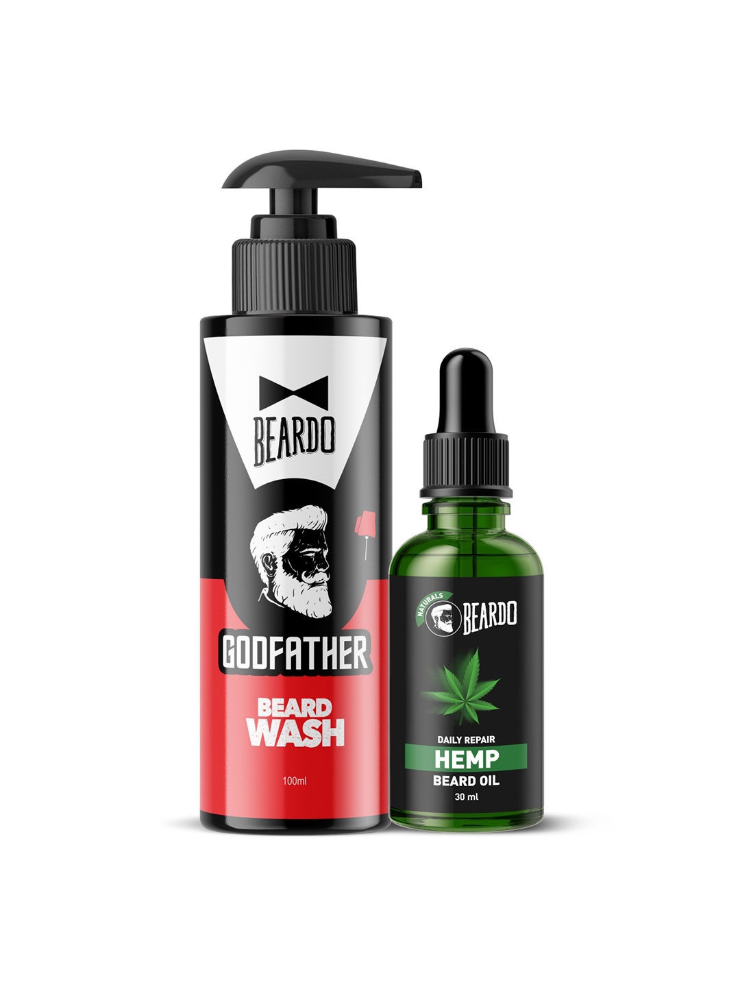 

BEARDO Men Set of Godfather Beard Wash 100ml & Hemp Beard Hair Oil 30ml, Black