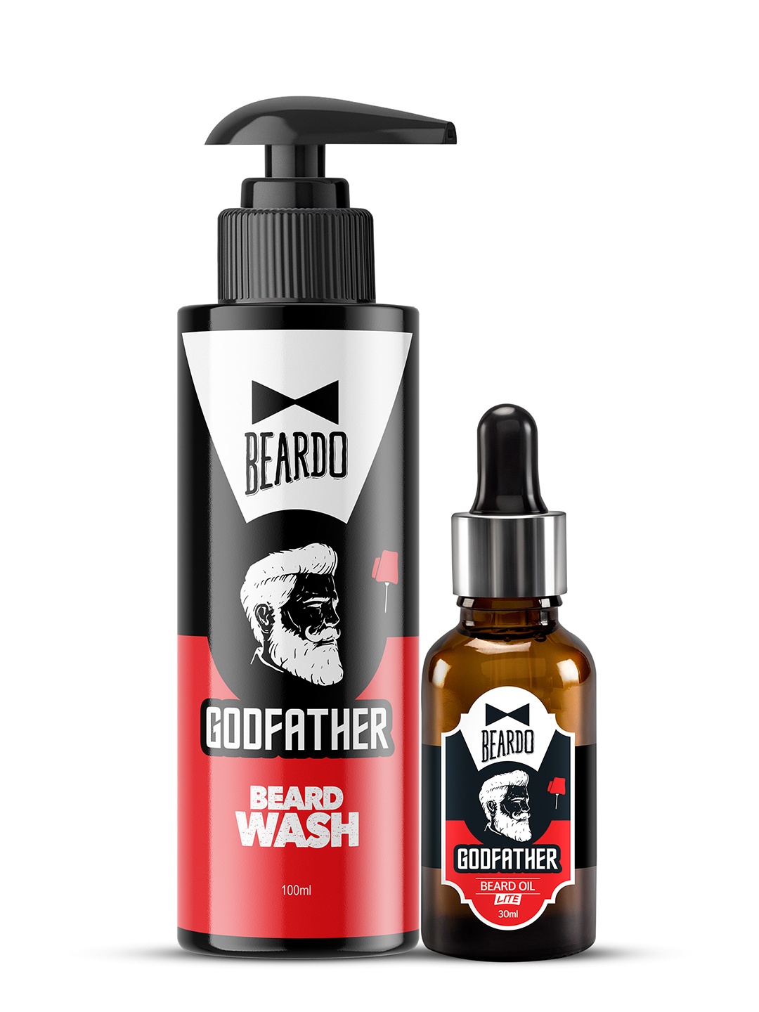 

BEARDO Men Set of Godfather Beard Wash 100 ml + Beard Oil 30 ml, Black