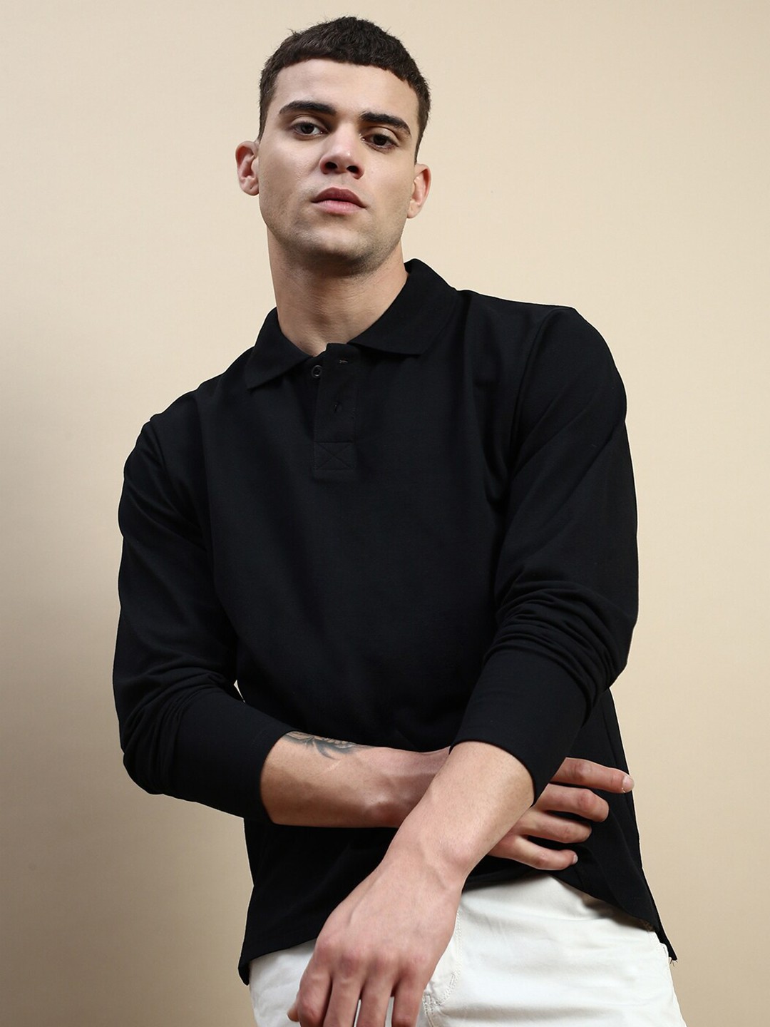 

FREE SOCIETY Polo Collar Pure Cotton Oversized T-shirt, Black