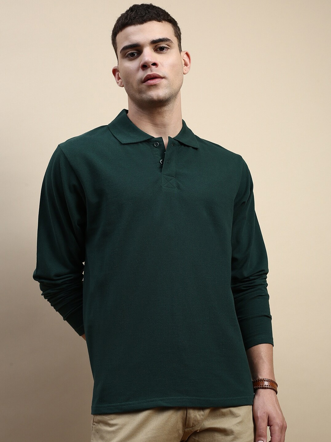 

FREE SOCIETY Polo Collar Pure Cotton Oversized T-shirt, Green