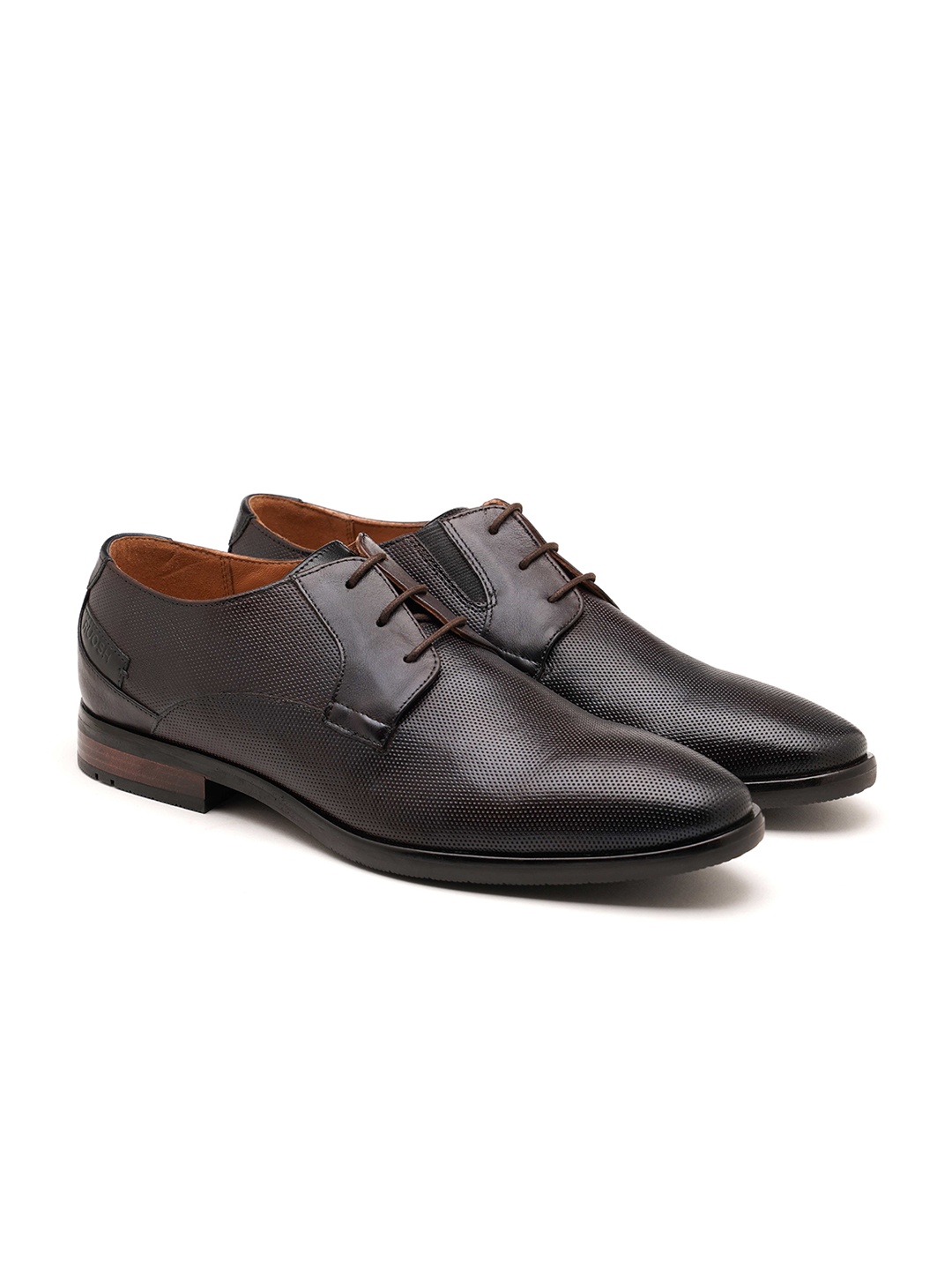 

Ruosh Men Textured Leather Formal Derbys, Brown