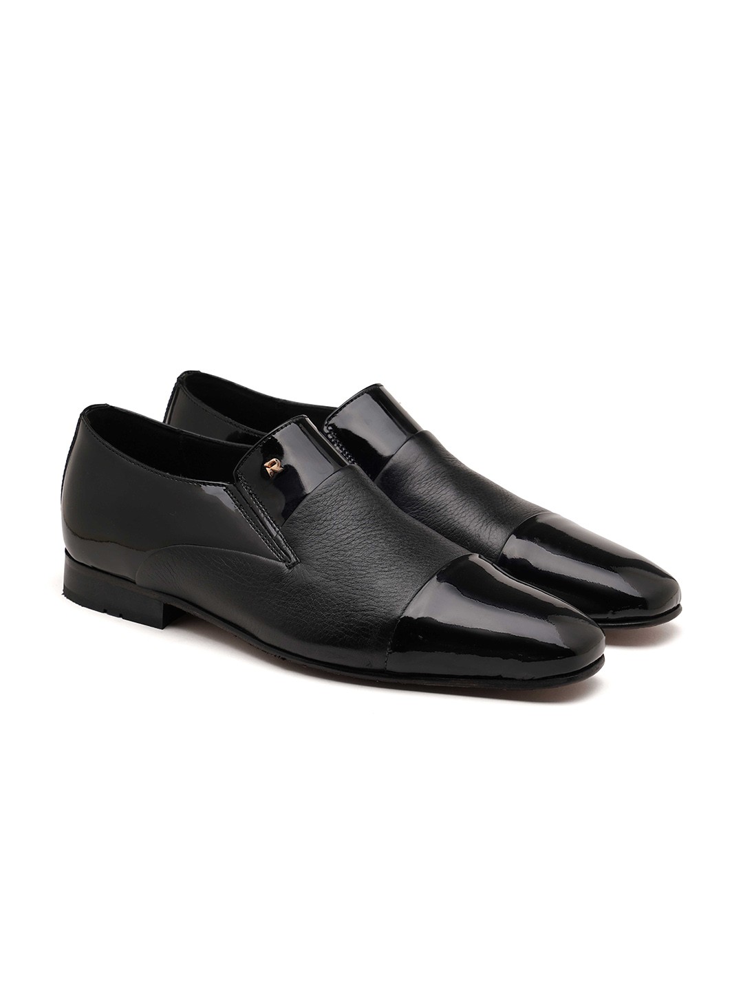

Ruosh Men Textured Leather Formal Slip-On Shoes, Black