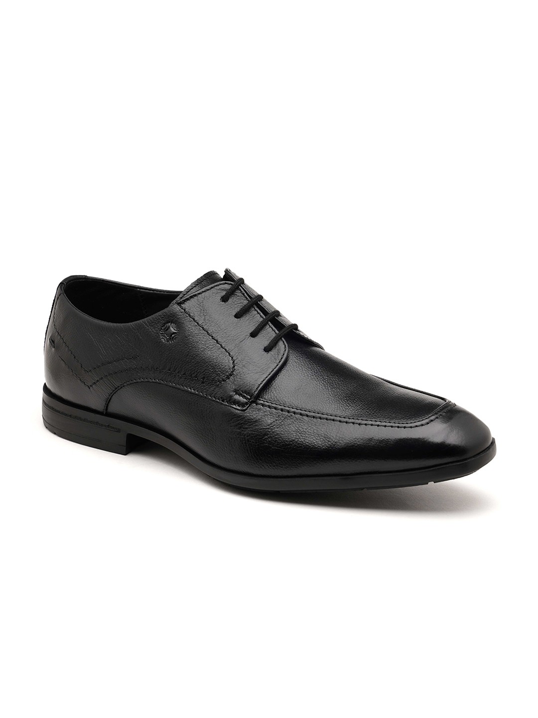 

Ruosh Men Textured Leather Formal Derbys, Black