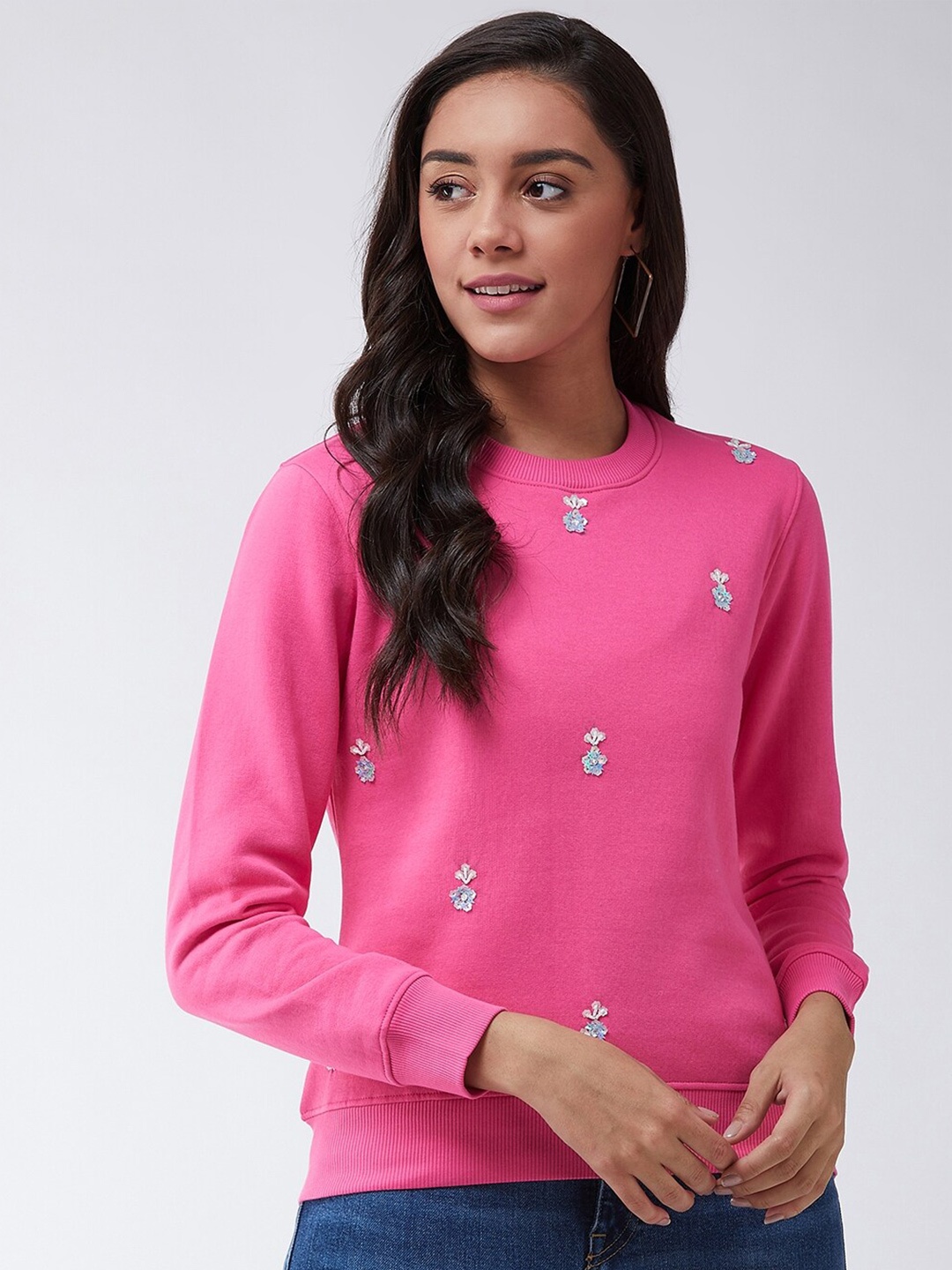 

Modeve Floral Embroidered Pullover Sweatshirt, Pink