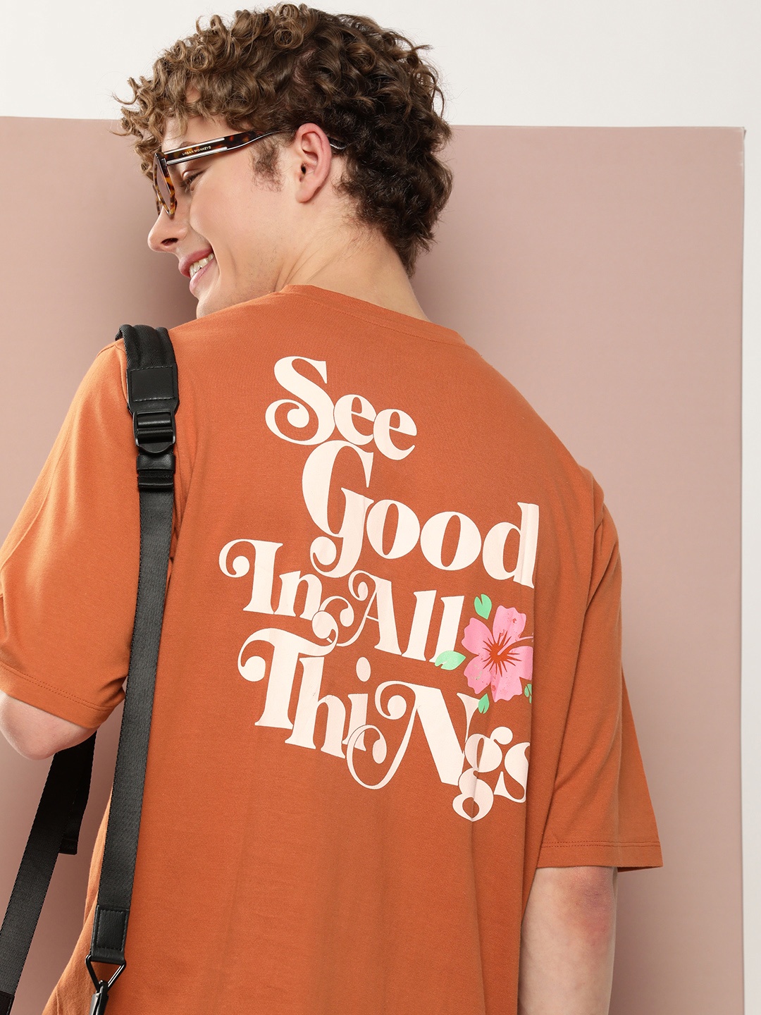 

Harvard Typography Printed Pure Cotton T-shirt, Rust