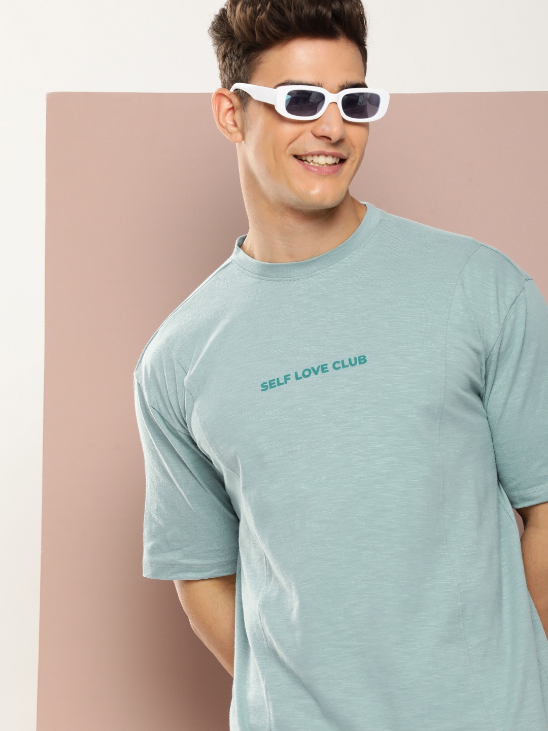 

Harvard Typography Printed Drop-Shoulder Sleeves Pure Cotton T-shirt, Sea green
