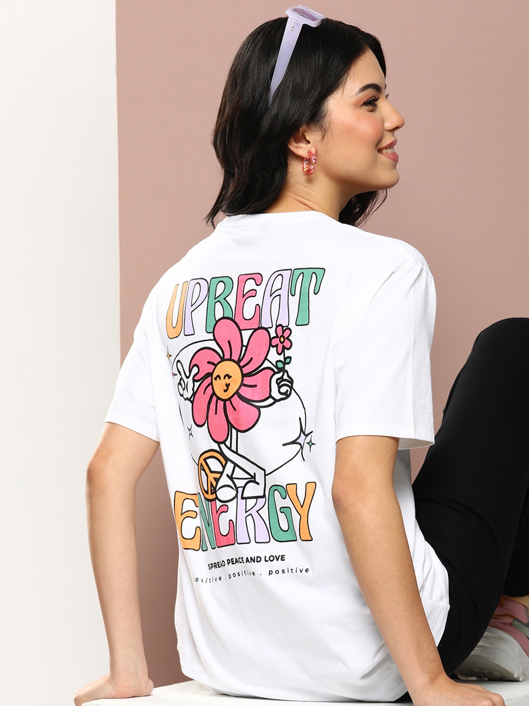 

Harvard Graphic Printed Drop-Shoulder Sleeves Pure Cotton T-shirt, White
