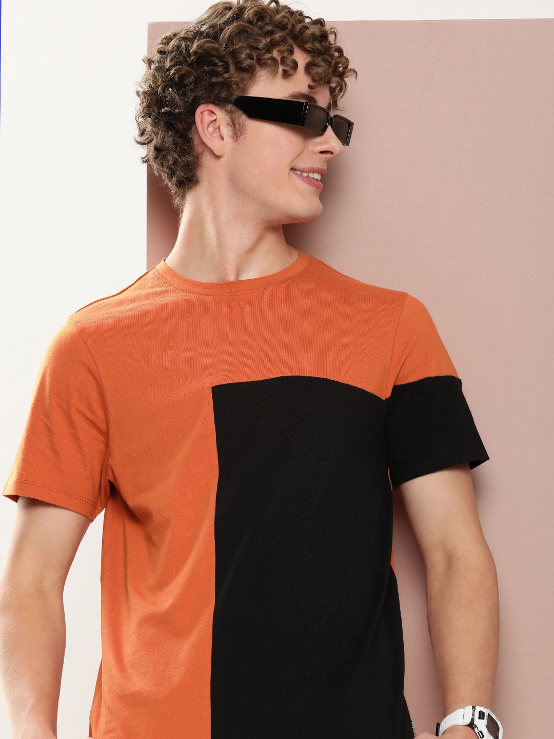 

Harvard Colourblocked Pure Cotton T-shirt, Rust