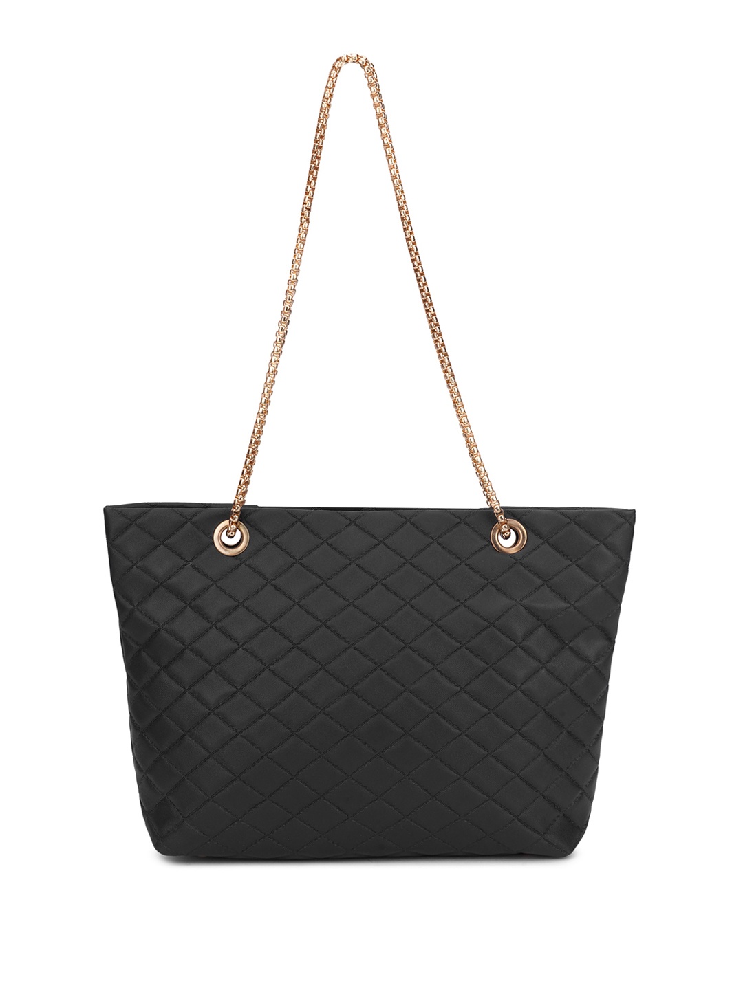 

OsaiZ Textured Quilted Oversized Structured Shoulder Bag, Black