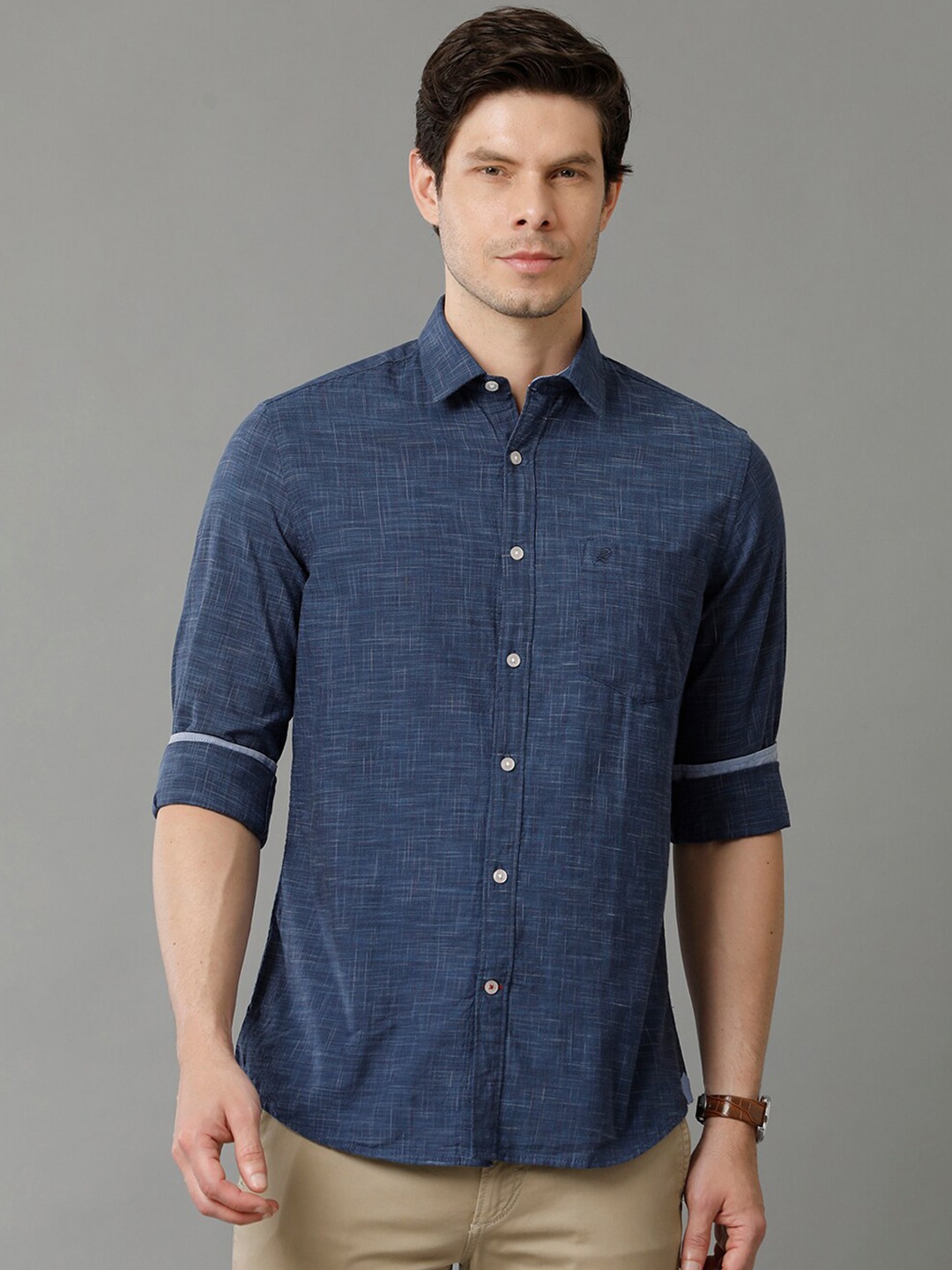 

Double Two India Slim Fit Cotton Casual Shirt, Navy blue