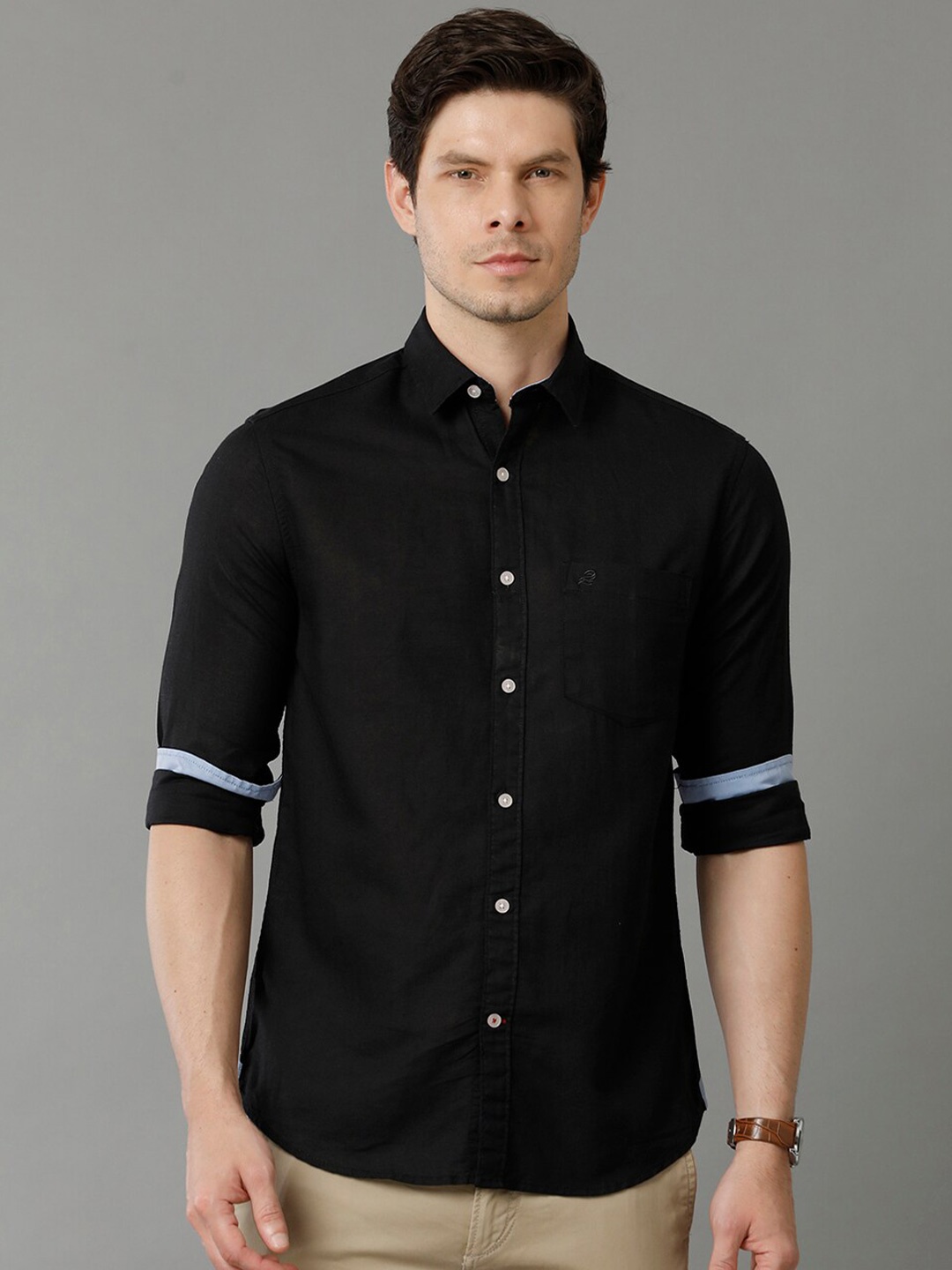 

Double Two Slim Fit Oxford Casual Shirt, Black
