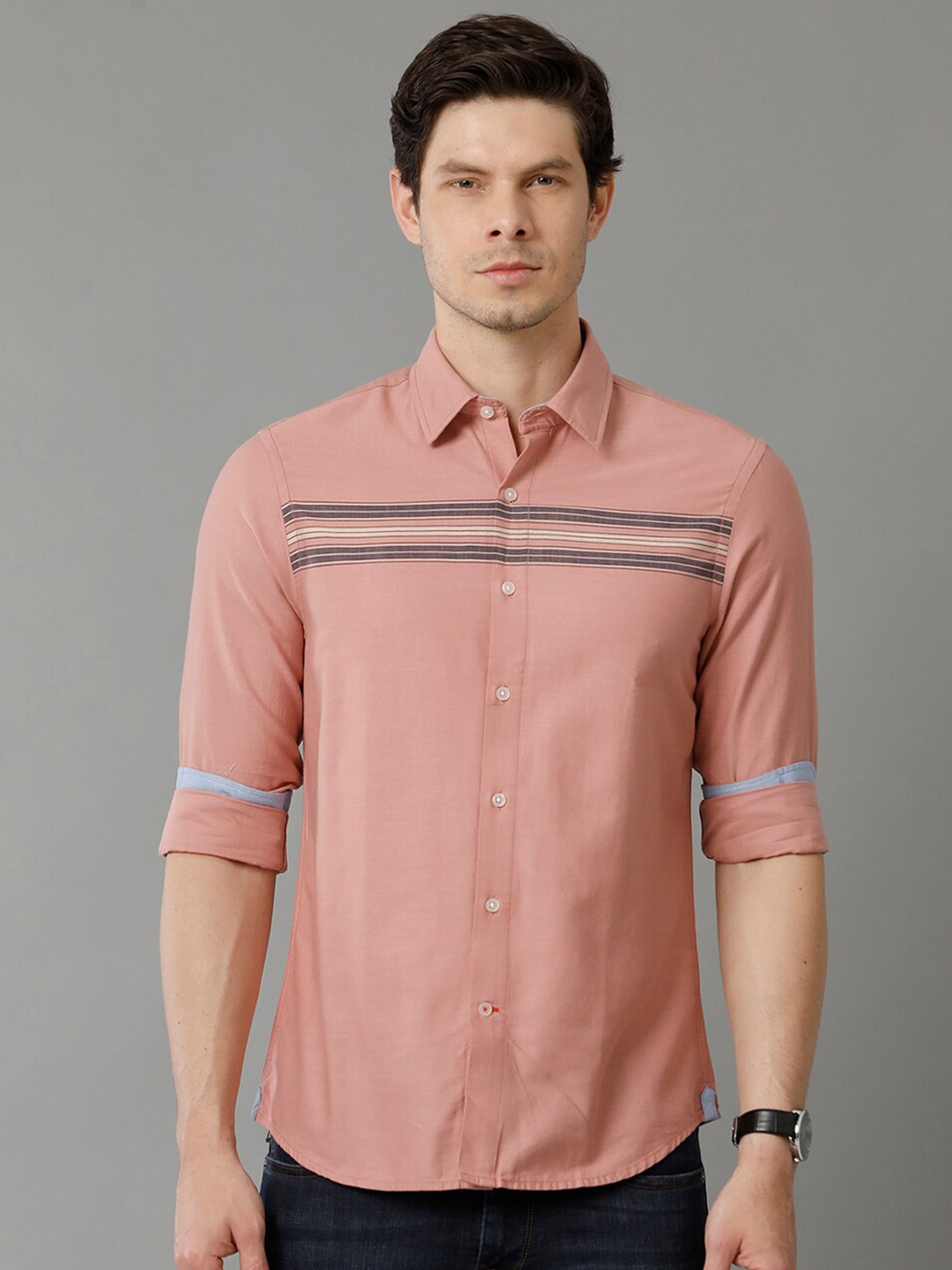 

Double Two Slim Fit Cotton Casual Shirt, Peach