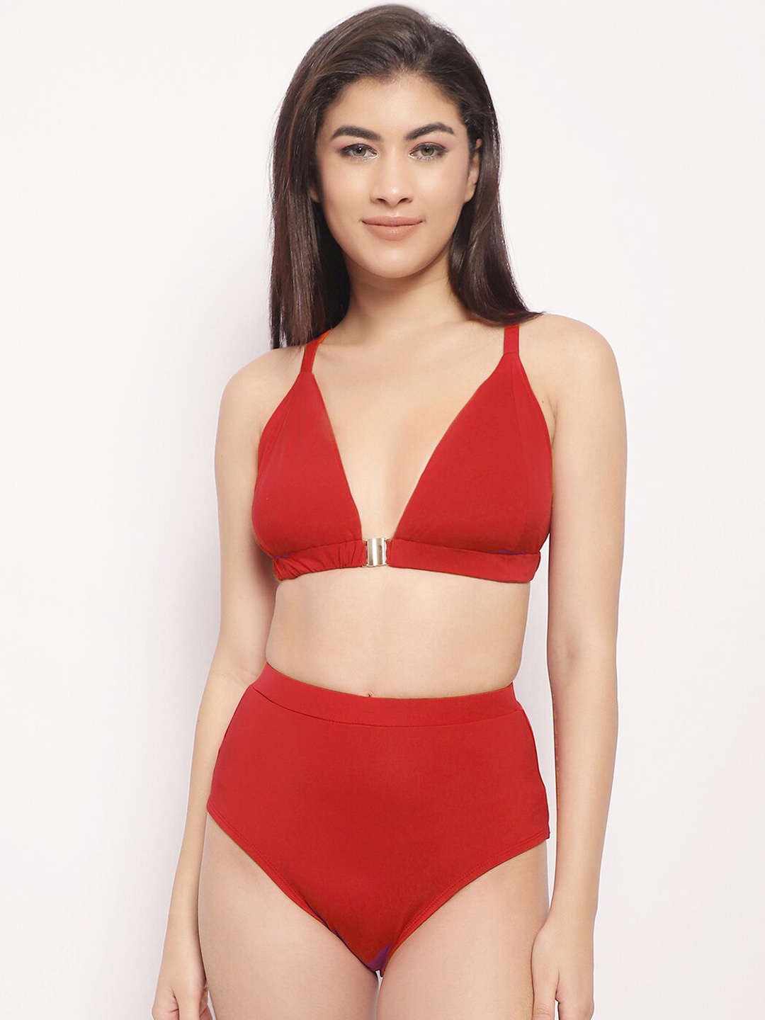 

EROTISSCH Full Coverage Two Piece Swim Bikini Set, Red