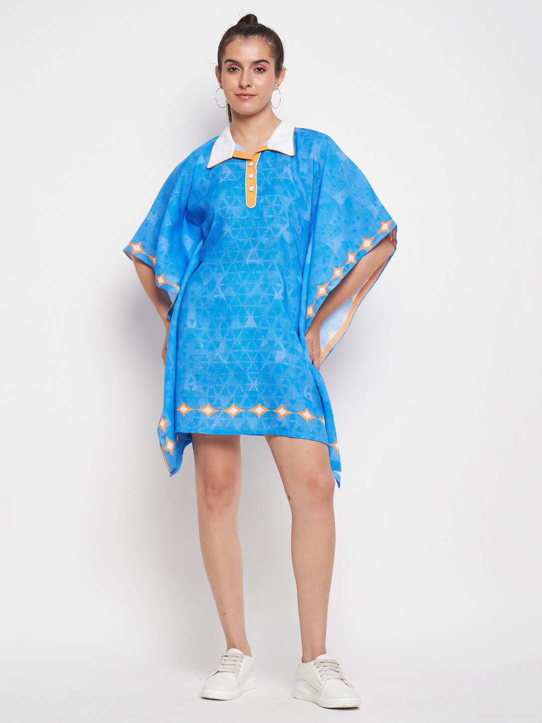 

The Kaftan Company Geometric Printed Kaftan Dress, Blue