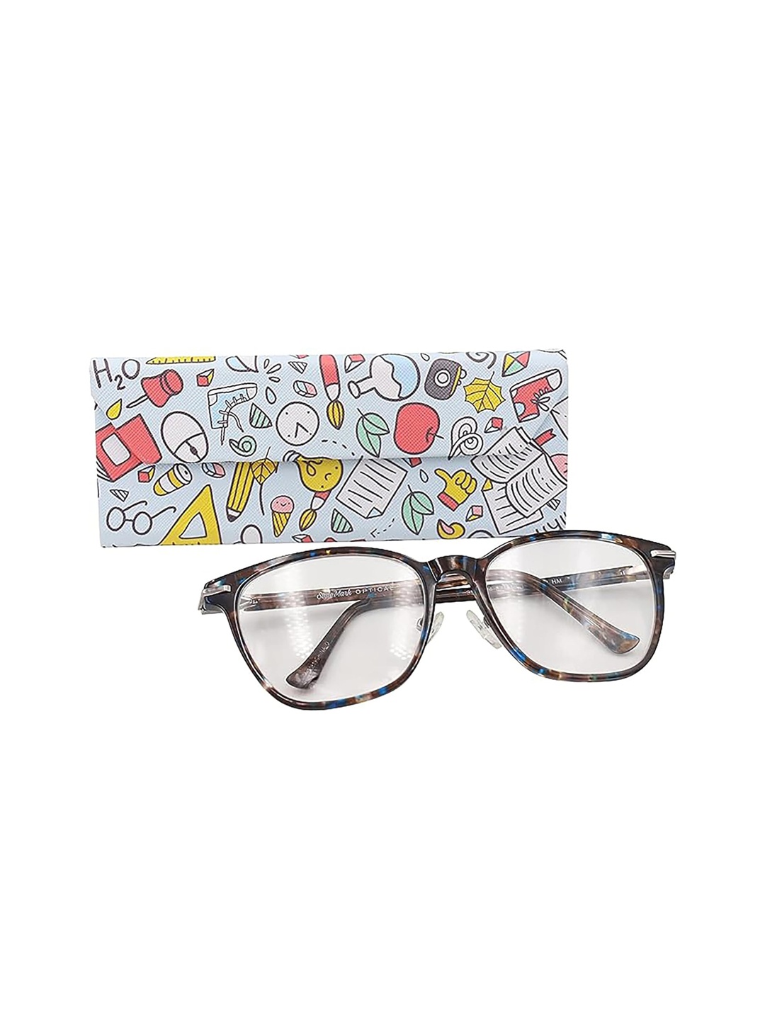 

HOUSE OF QUIRK Unisex Printed Lightweight Leather Magnetic Foldable Sunglasses Case, White