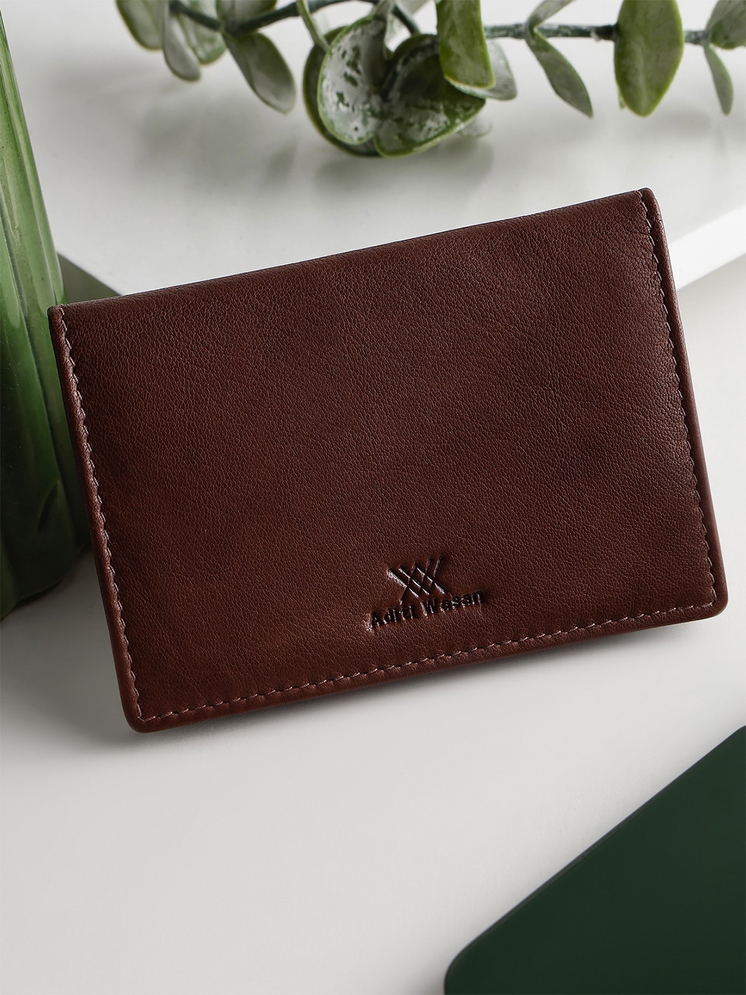 

Aditi Wasan Men Leather Two Fold Wallet, Brown