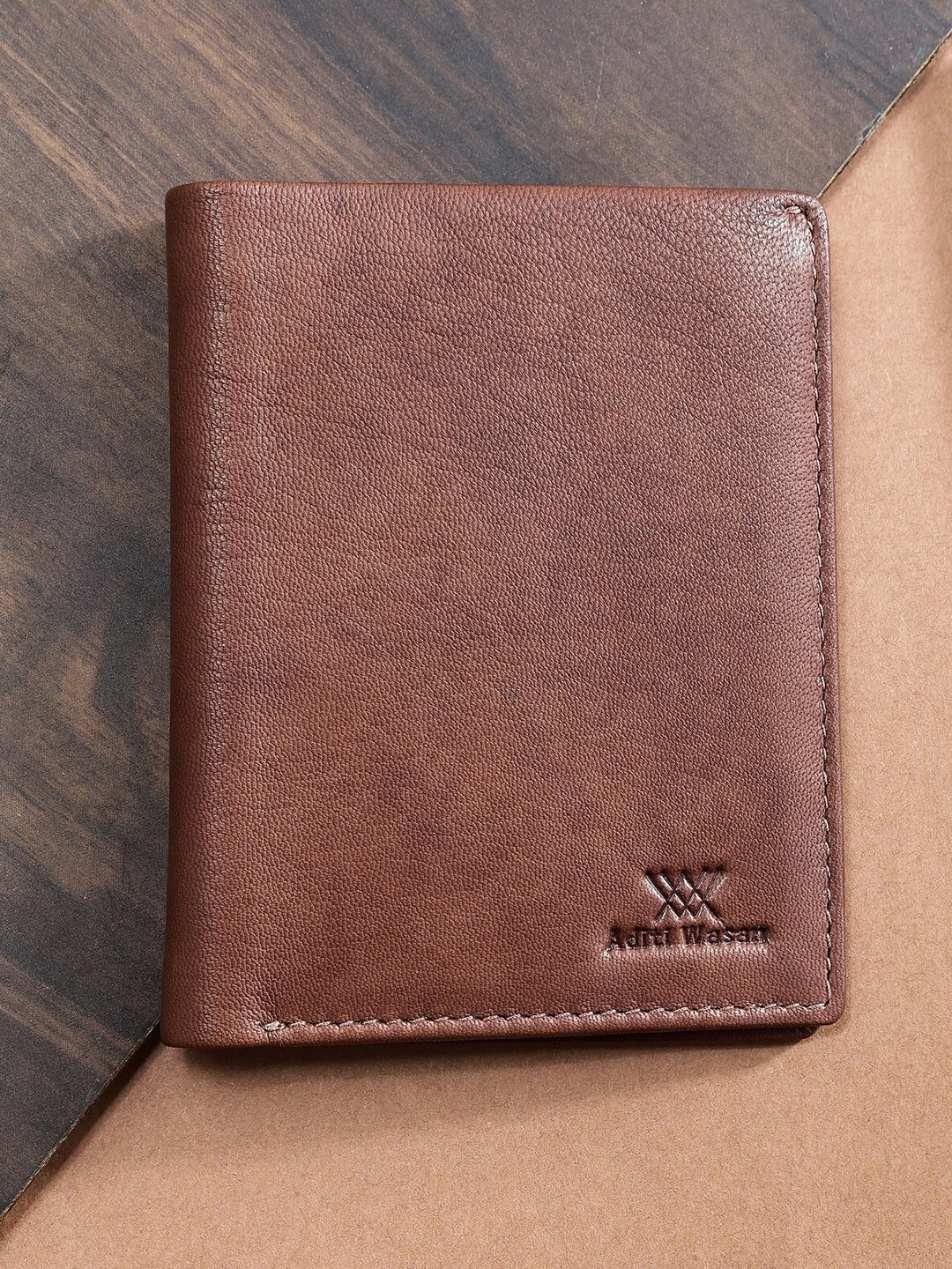 

Aditi Wasan Men Leather Two Fold Wallet, Brown