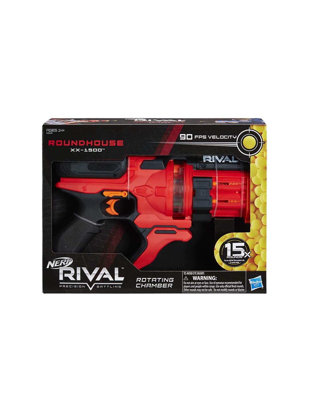 

NERF Boys Rival Roundhouse XX-1500 Blaster With Rotating Chamber &15 Rival Rounds, Red