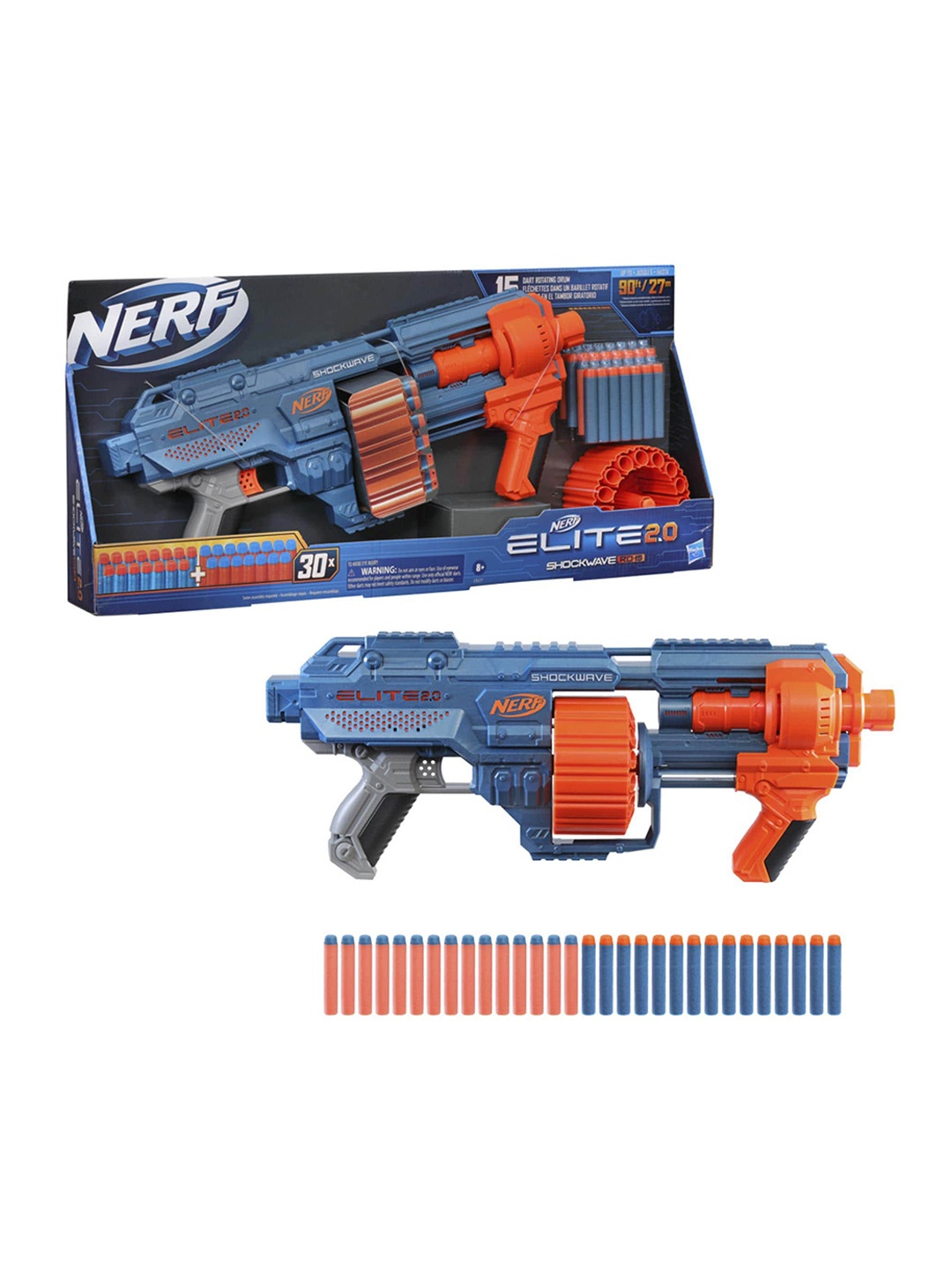 

NERF Boys Elite 2.0 Shockwave Rotating Drum With 15 Darts, Blue