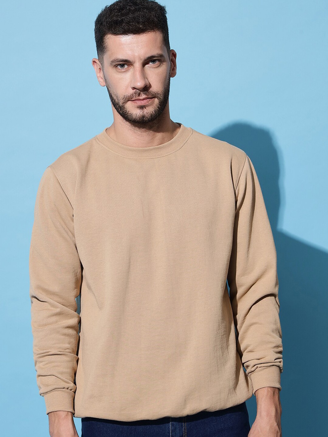 

Imsa Moda Round Neck Ribbed Pullover, Beige