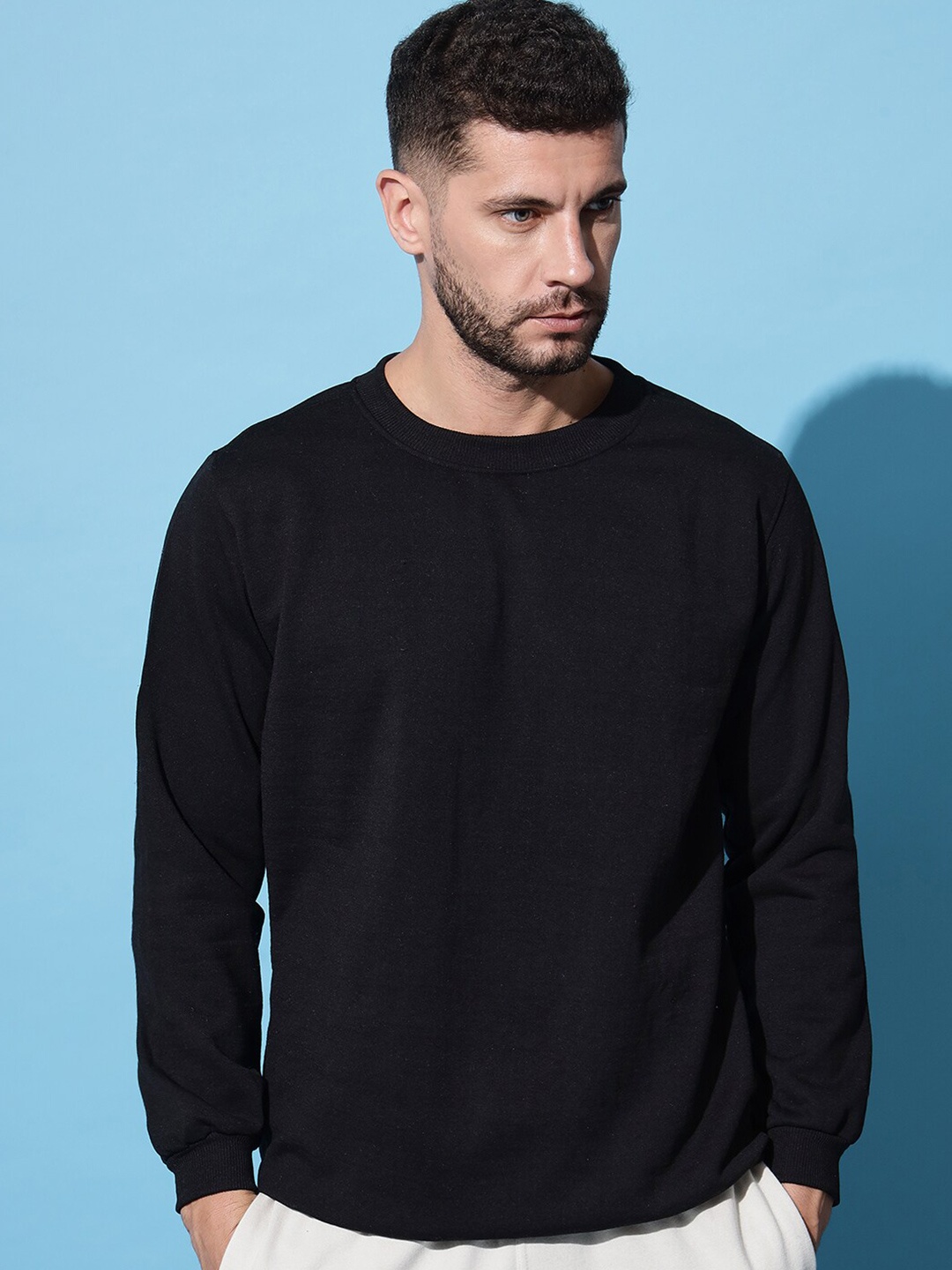 

Imsa Moda Round Neck Ribbed Pullover, Black