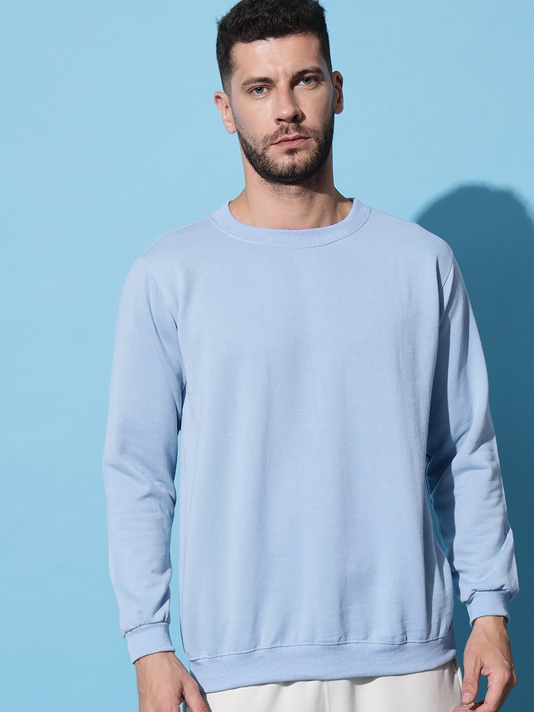 

Imsa Moda Round Neck Fleece Pullover Sweatshirt, Blue