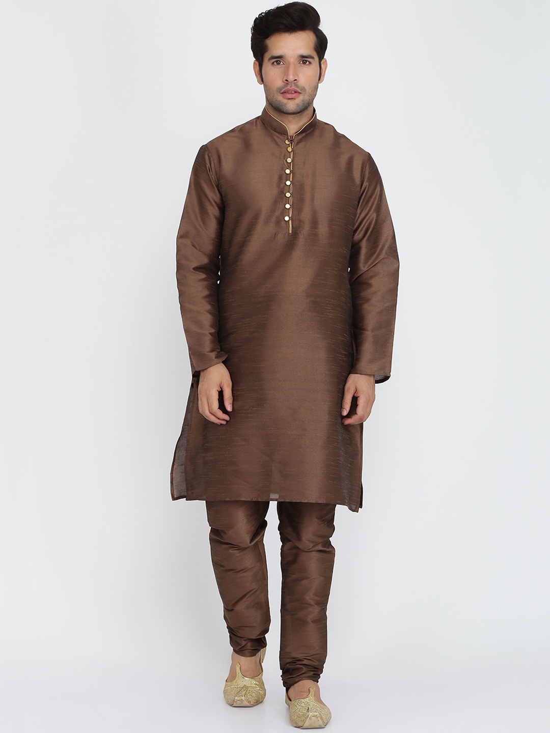 

ROYAL KURTA Mandarin Collar Regular Kurta, Bronze