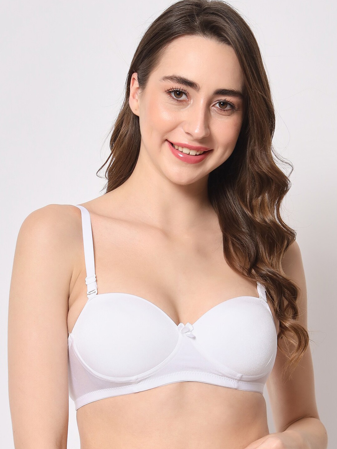 

BEWILD All Day Comfort Push-Up Cotton Bra Dry Fit Half Coverage Lightly Padded, White