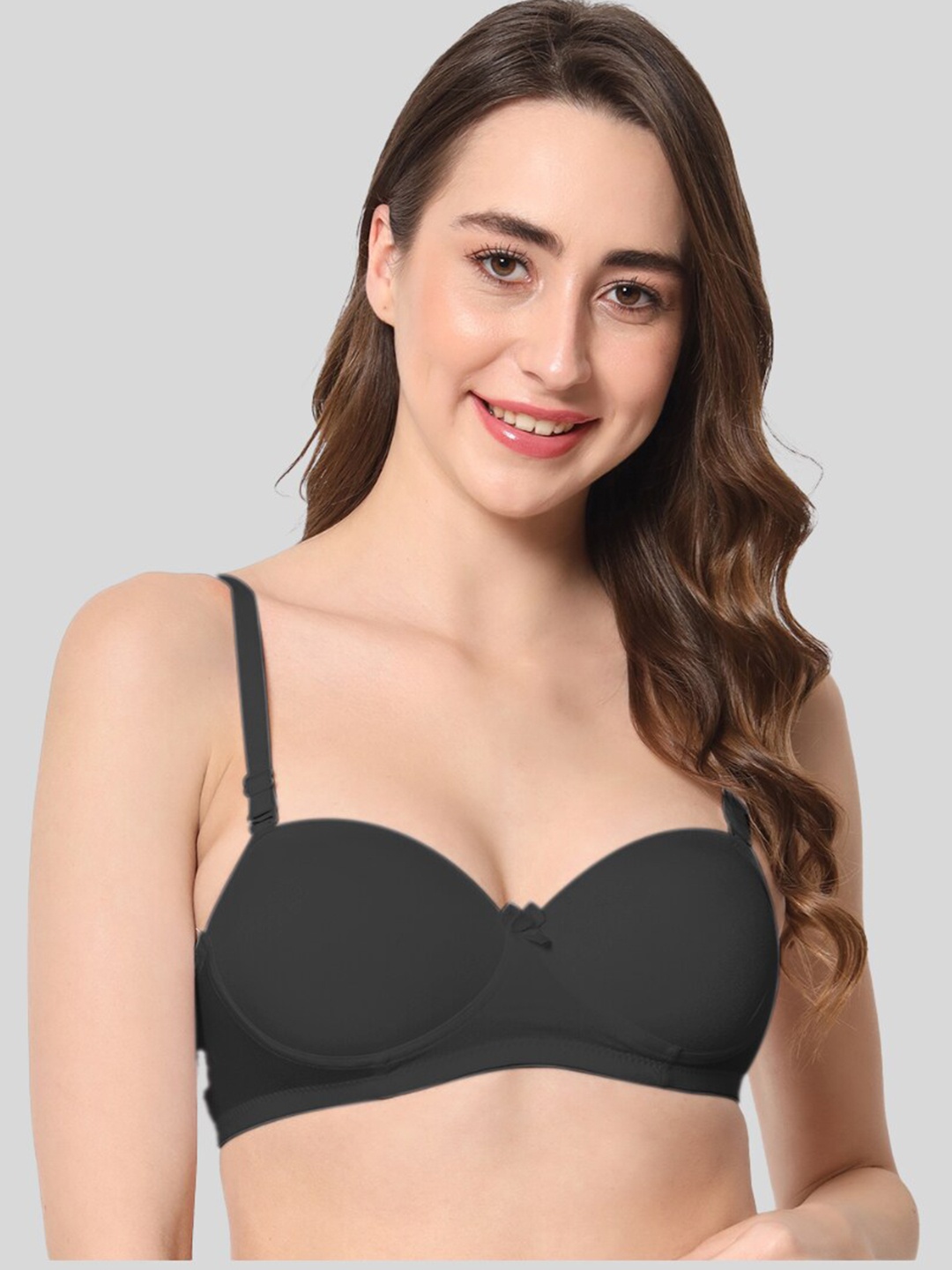 

BEWILD All Day Comfort Push-Up Cotton Bra Dry Fit Half Coverage Lightly Padded, Black