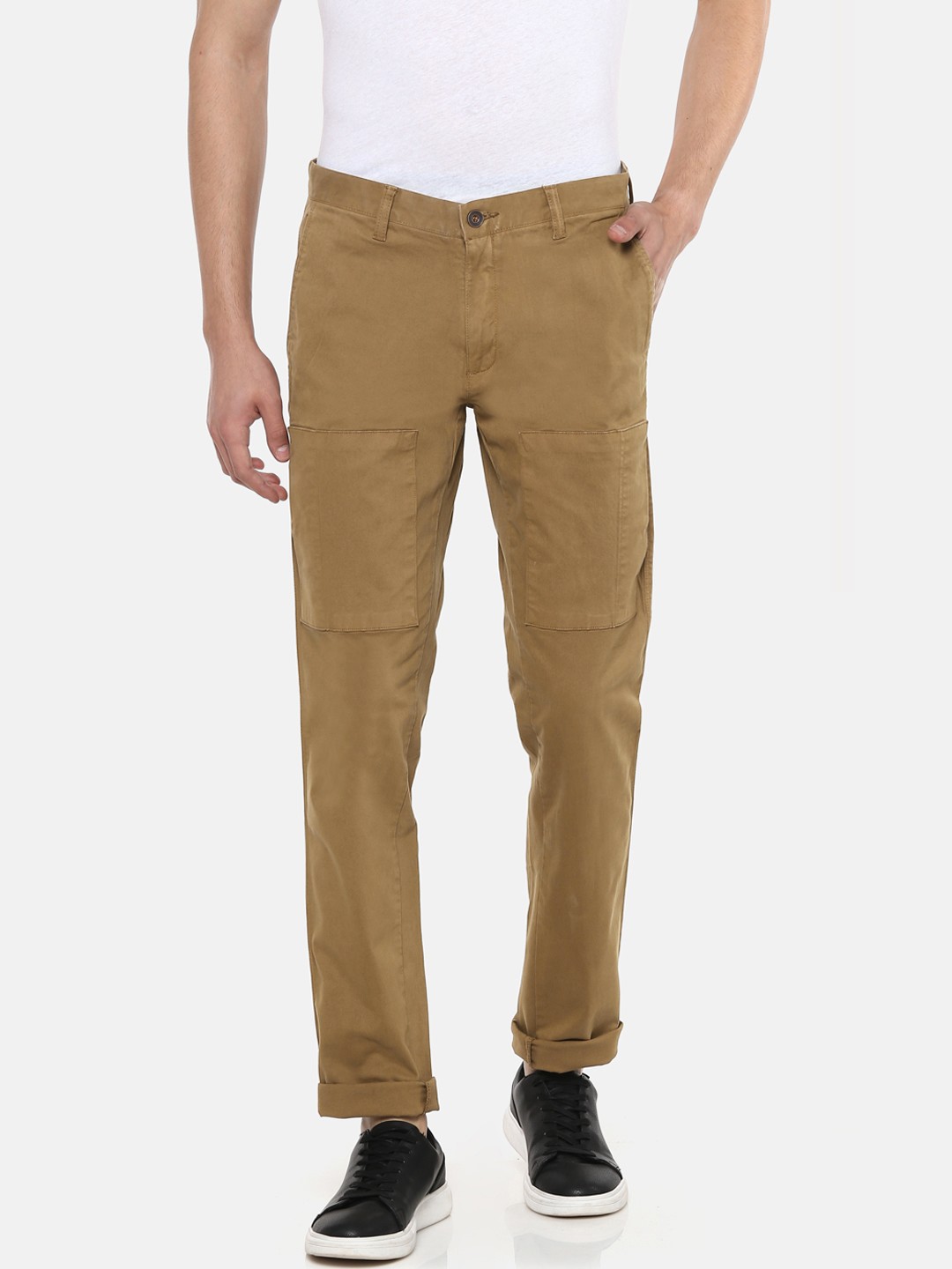 

Blackberrys Men Khaki Regular Fit Solid Trousers