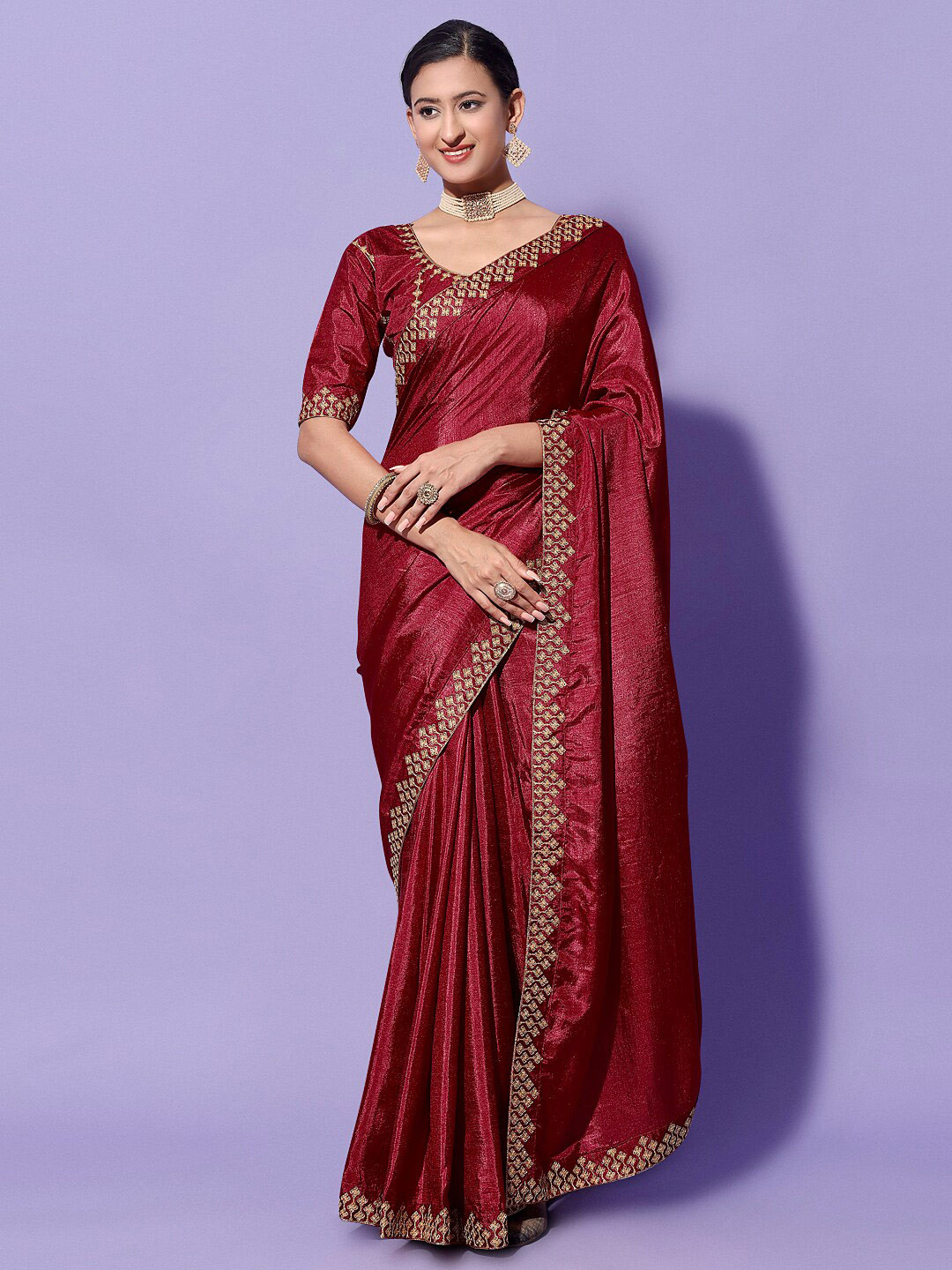 

Mitera Zari Silk Cotton Saree, Red