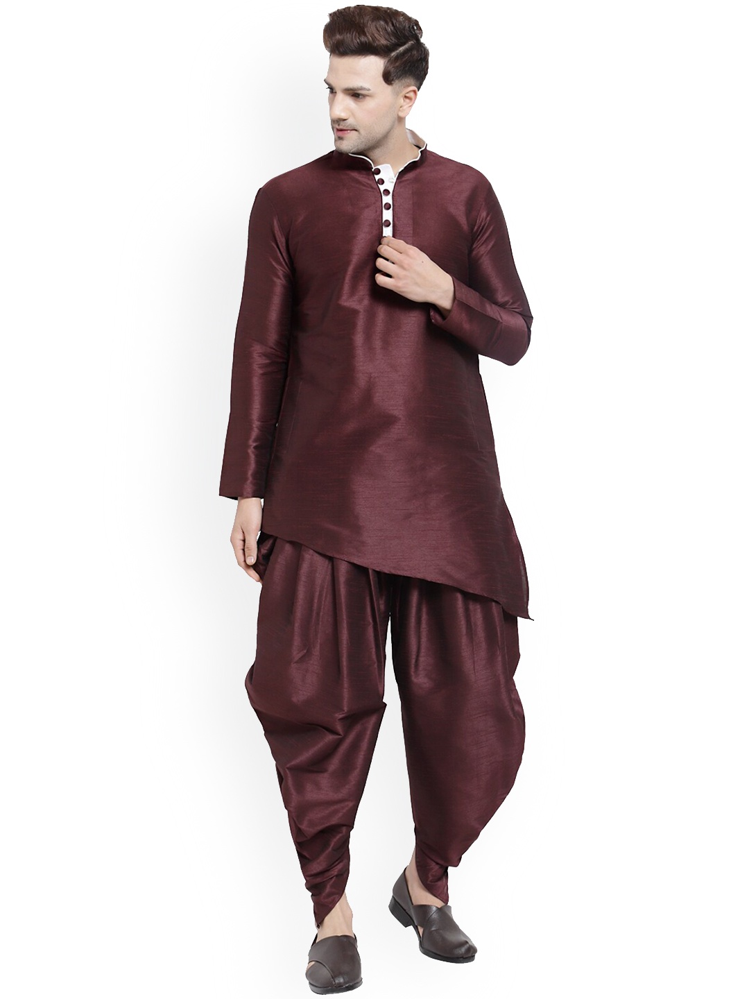 

Sydney Heights Asymmetric Regular Straight Kurta with Dhoti Pants, Purple