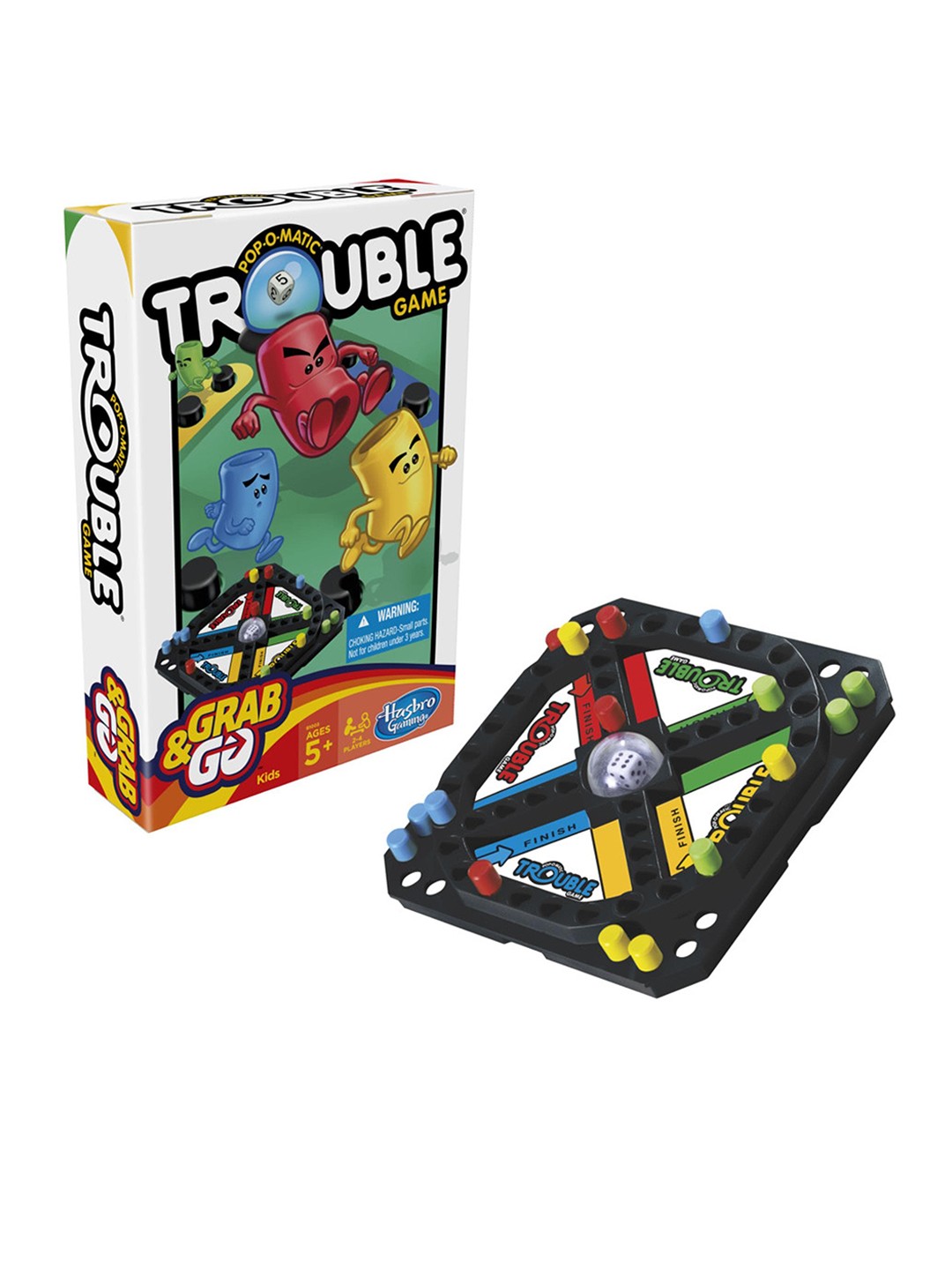 

Hasbro Gaming Pop-O-Matic Trouble Grab And Go Game, White
