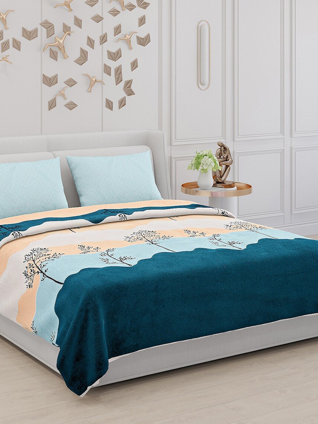 

Monte Carlo Orange & Blue Ethnic Motifs 130 TC King Bedsheet With 2 Pillow Covers