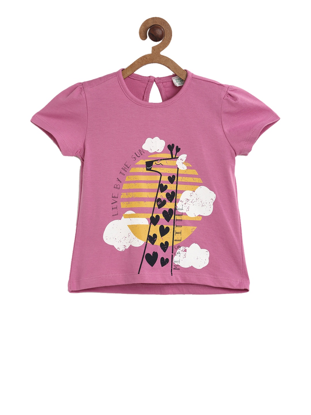 

MINI KLUB Girls Pink Printed Round Neck T-shirt