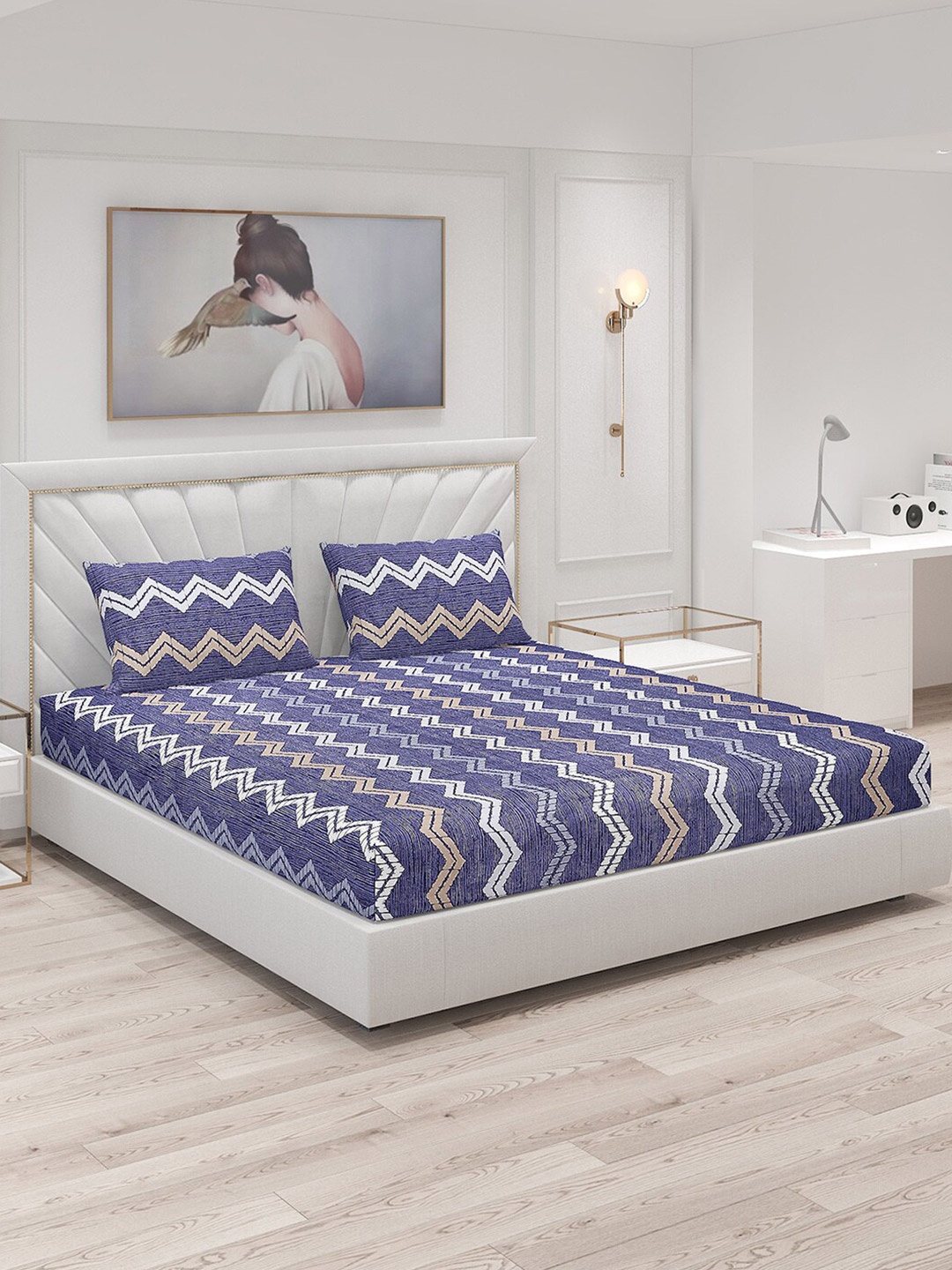 

Monte Carlo Blue & White Striped 130 TC King Bedsheet With 2 Pillow Covers