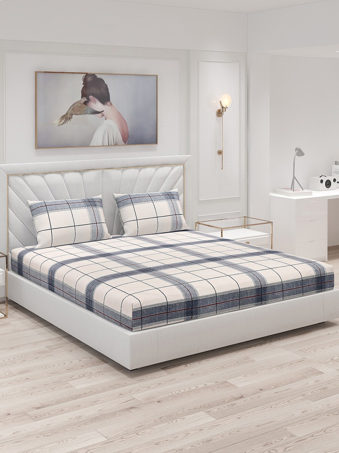 

Monte Carlo Beige & Grey Geometric 130 TC King Bedsheet With 2 Pillow Covers