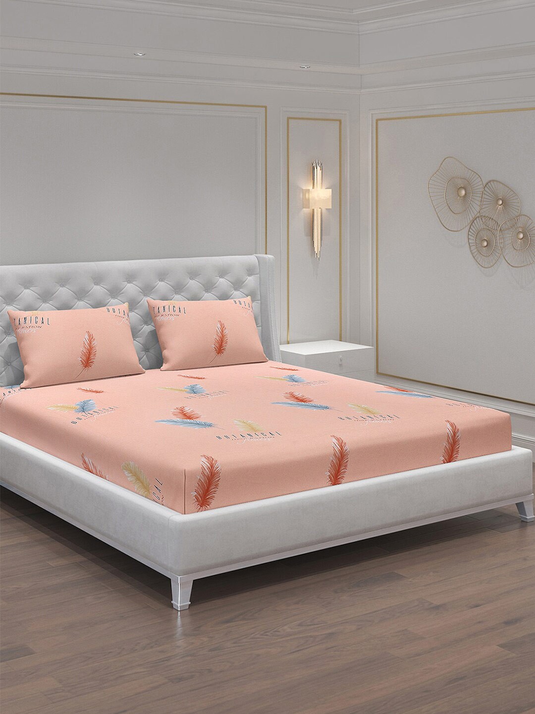 

Monte Carlo Pink & White Floral 140 TC King Bedsheet With 2 Pillow Covers