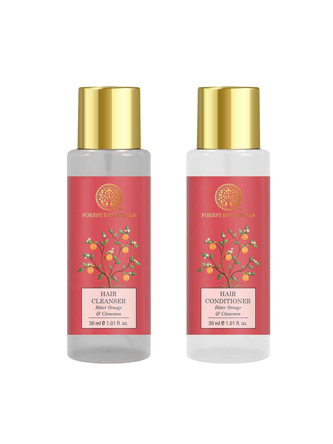 

Forest Essentials Bitter Orange & Cinnamon Travel Hair Care Combo - 30ml each, Off white