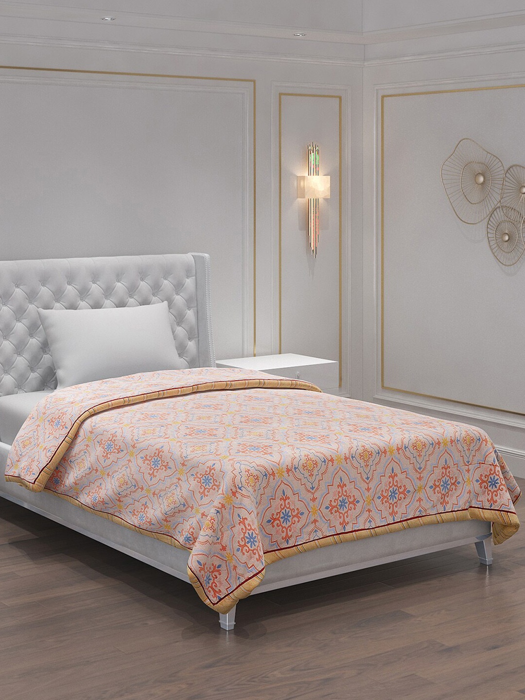

Monte Carlo Coral & Orange Ethnic Motifs AC Room 120 GSM Single Bed Comforter