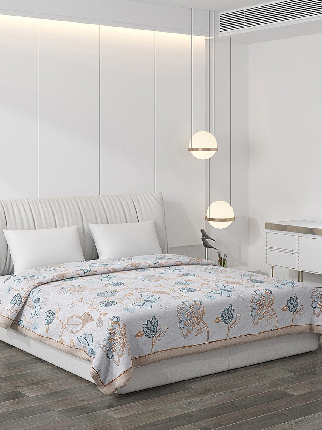 

Monte Carlo Beige & Grey Floral AC Room 120 GSM Double Bed Comforter